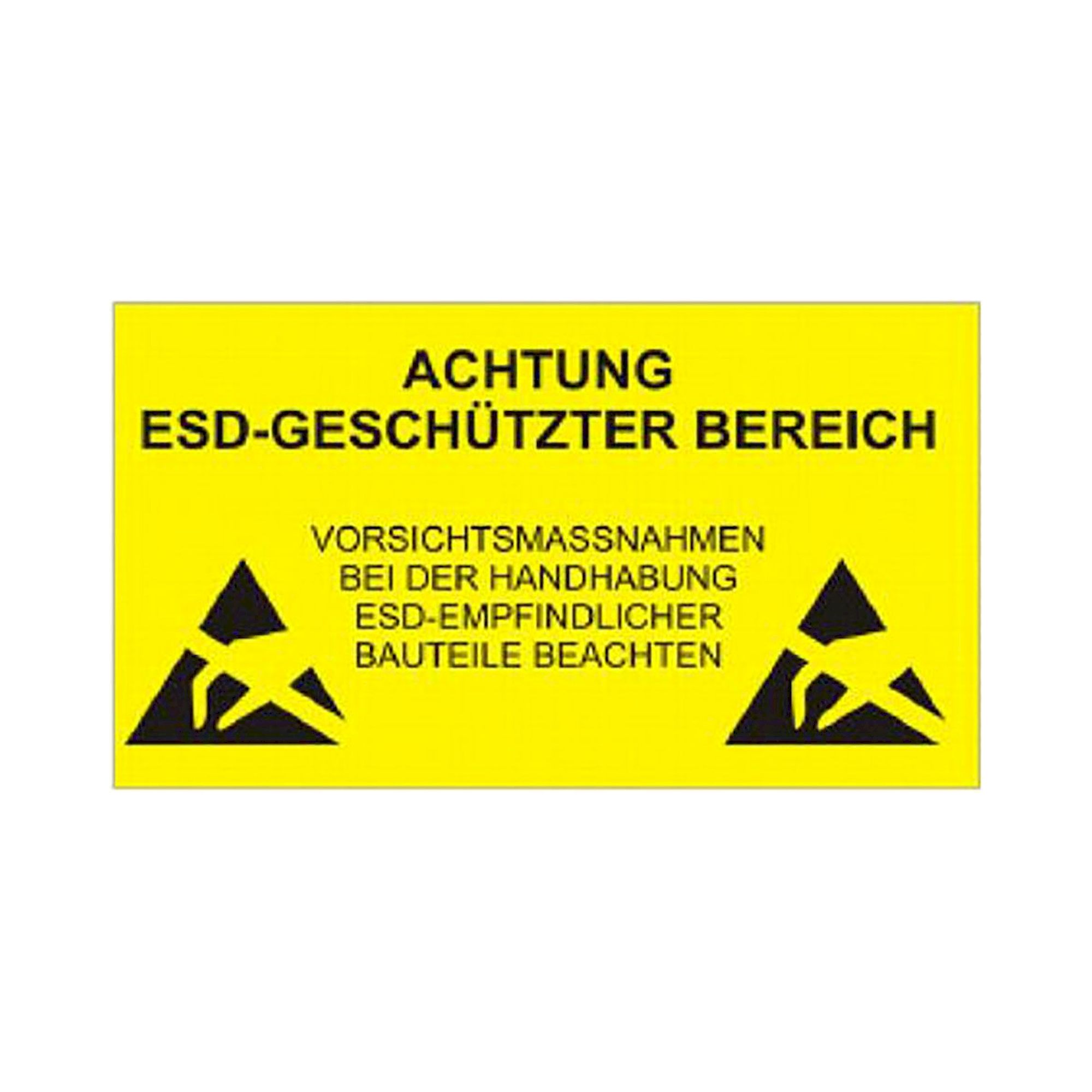 ESD-Hinweisschild "ESD-geschützer Bereich", deutsch, 300 x 500 mm,  einseitig bedruckt, Hartplastik