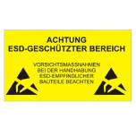 ESD-Hinweisschild "ESD-geschützer Bereich", deutsch, 300 x 500 mm,  einseitig bedruckt, Hartplastik