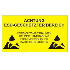 ESD-Hinweisschild "ESD-geschützter Bereich", deutsch, 300 x 500 mm, beidseitig bedruckt, Hartplastik