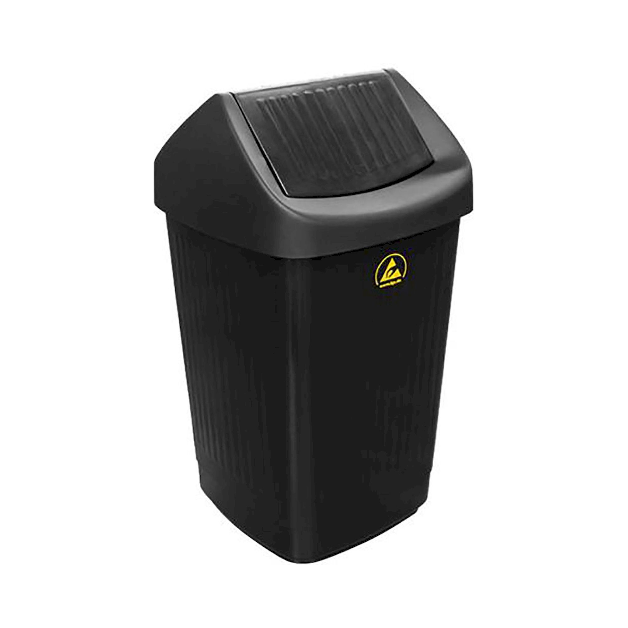 ESD-Abfallbehälter, mit Schwingdeckel, schwarz, leitfähig, 50 l