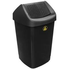 ESD-Abfallbehälter, mit Schwingdeckel, schwarz, leitfähig, 50 l
