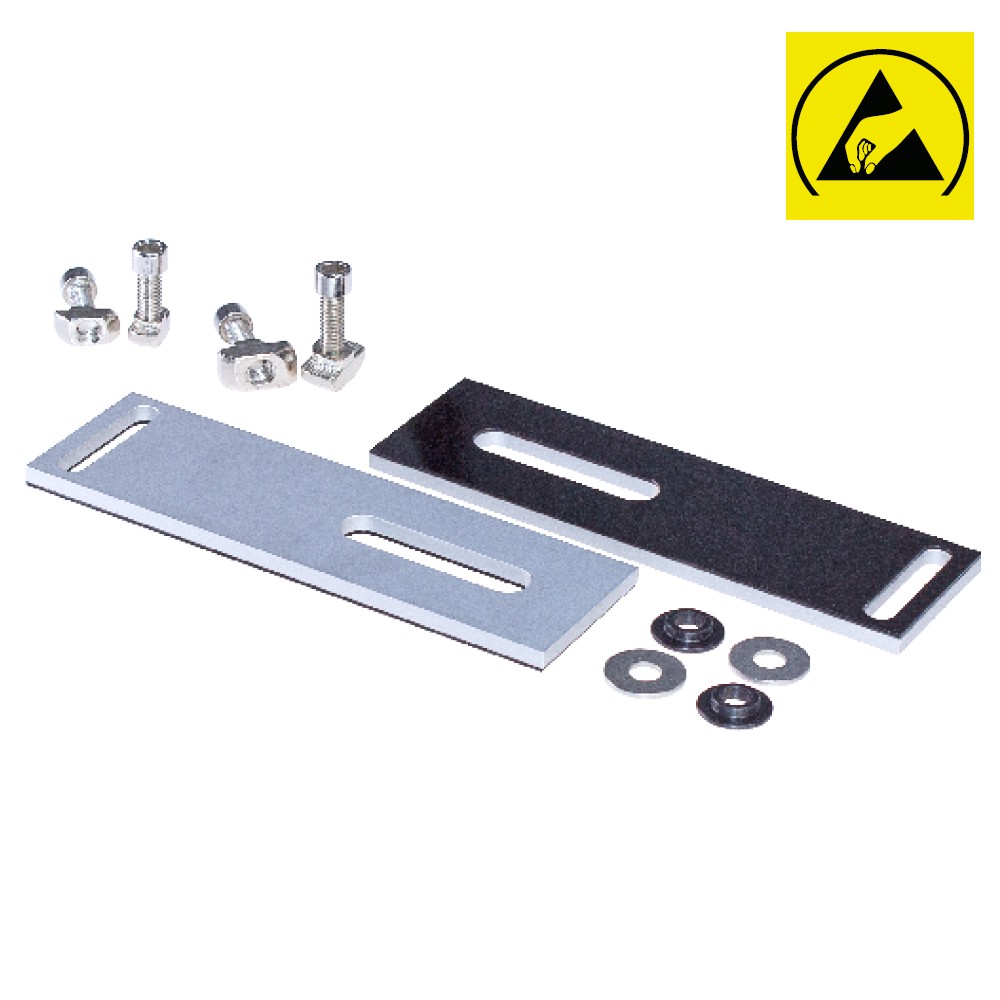Leuchtenhalter T-Nut flach mit ESD-Isolation für SYSTEMLED EVO und PROFILED, 1 Paar - LED2WORK 240400-05
