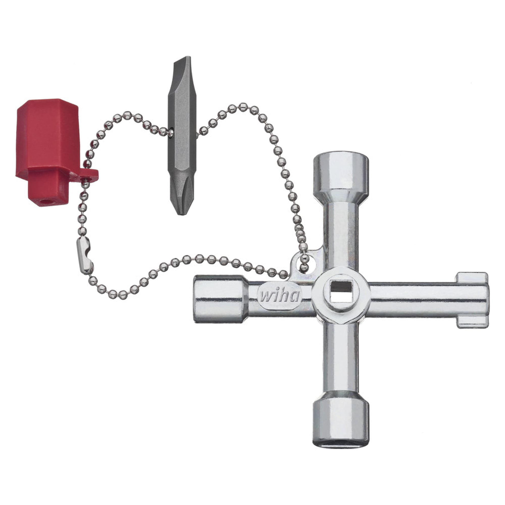 Switch cabinet key cross shape with Slotted/Triangular/Square/Double bit/PH2 - Wiha 36114