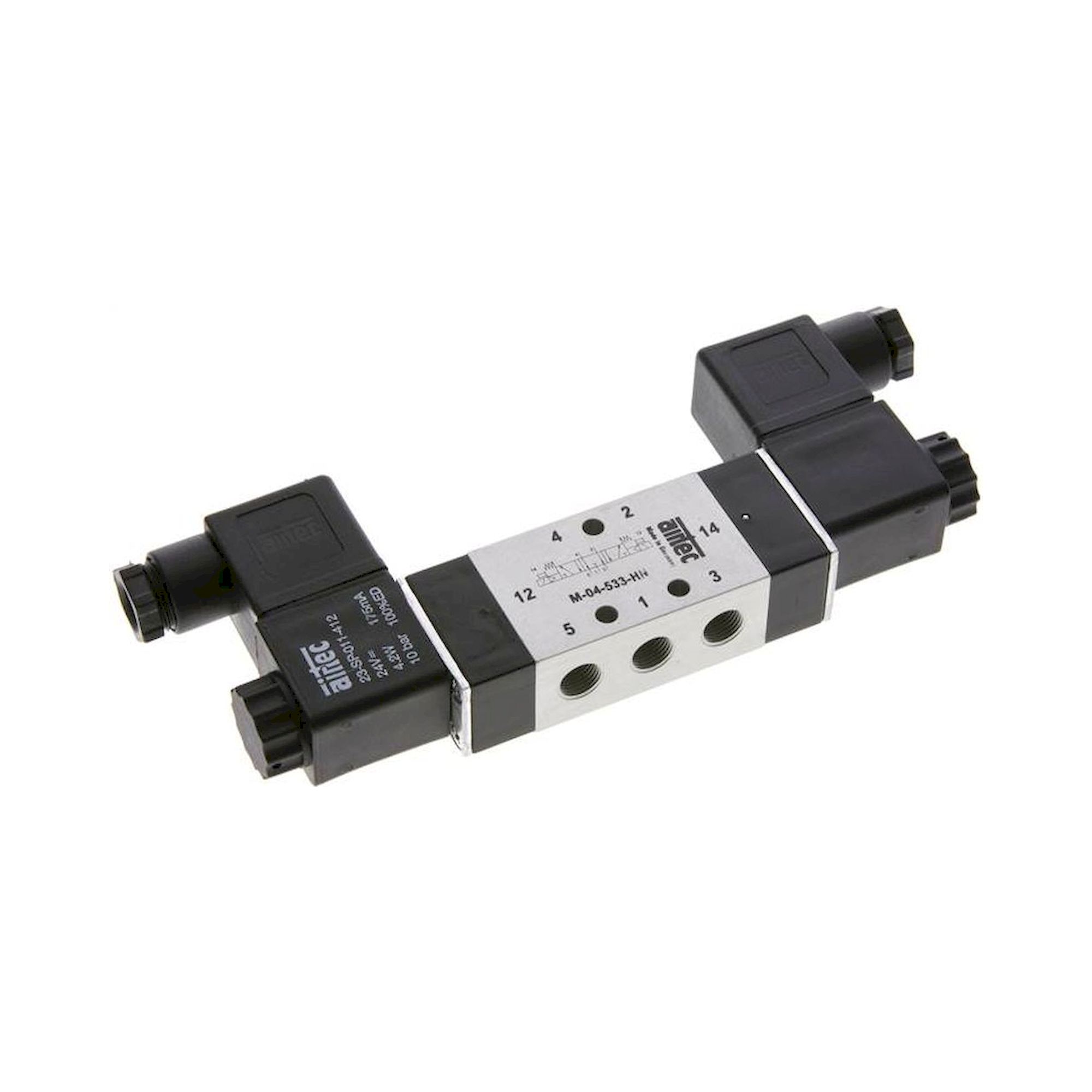 Airtec M 04533HN 24VAC. 5/3-Wege Magnetventil, G 1/8", Mittelstellung entlüftet, 24 V AC