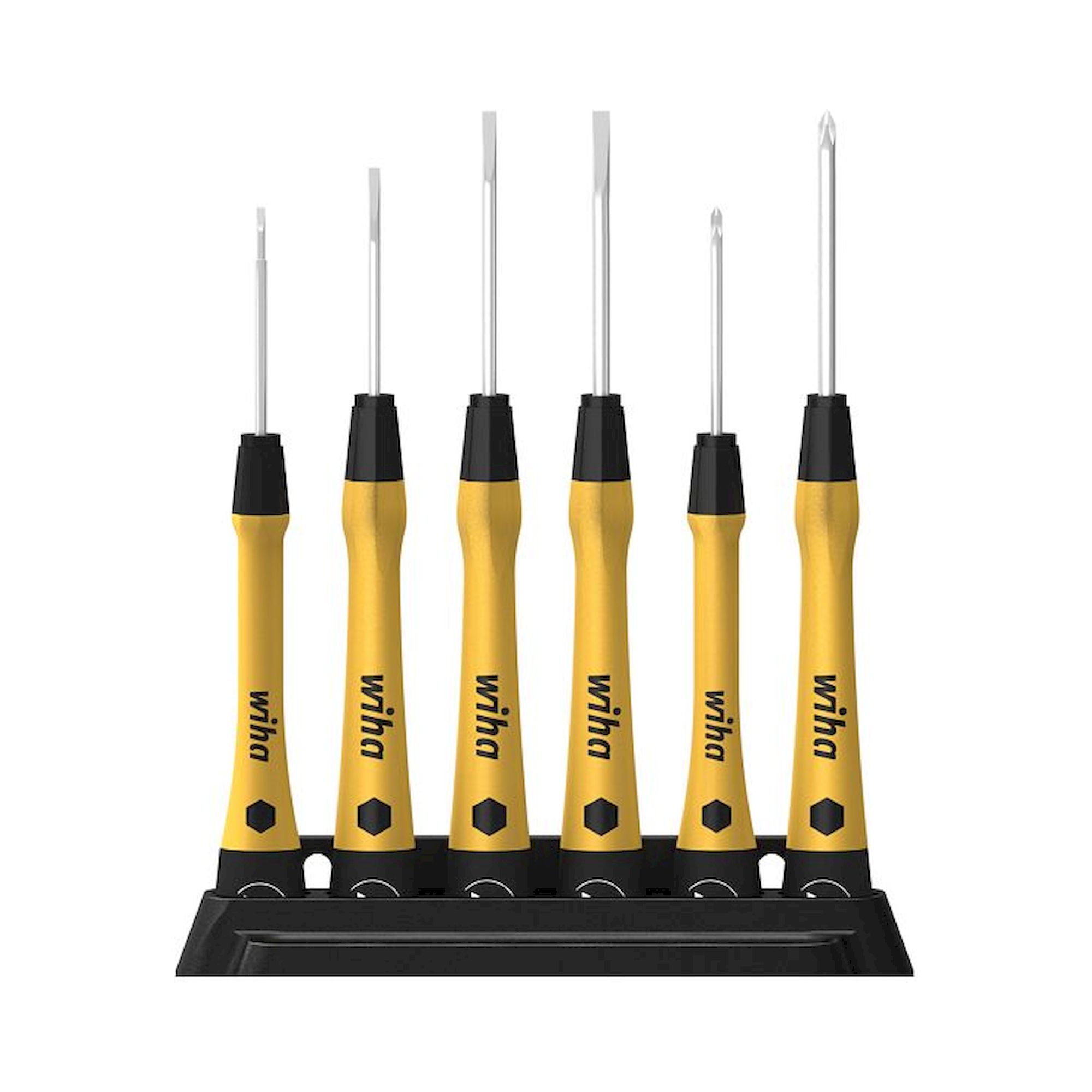 Wiha Feinschraubendreher Set PicoFinish ESD Schlitz, Phillips 7-tlg. inkl. Halter (43707)