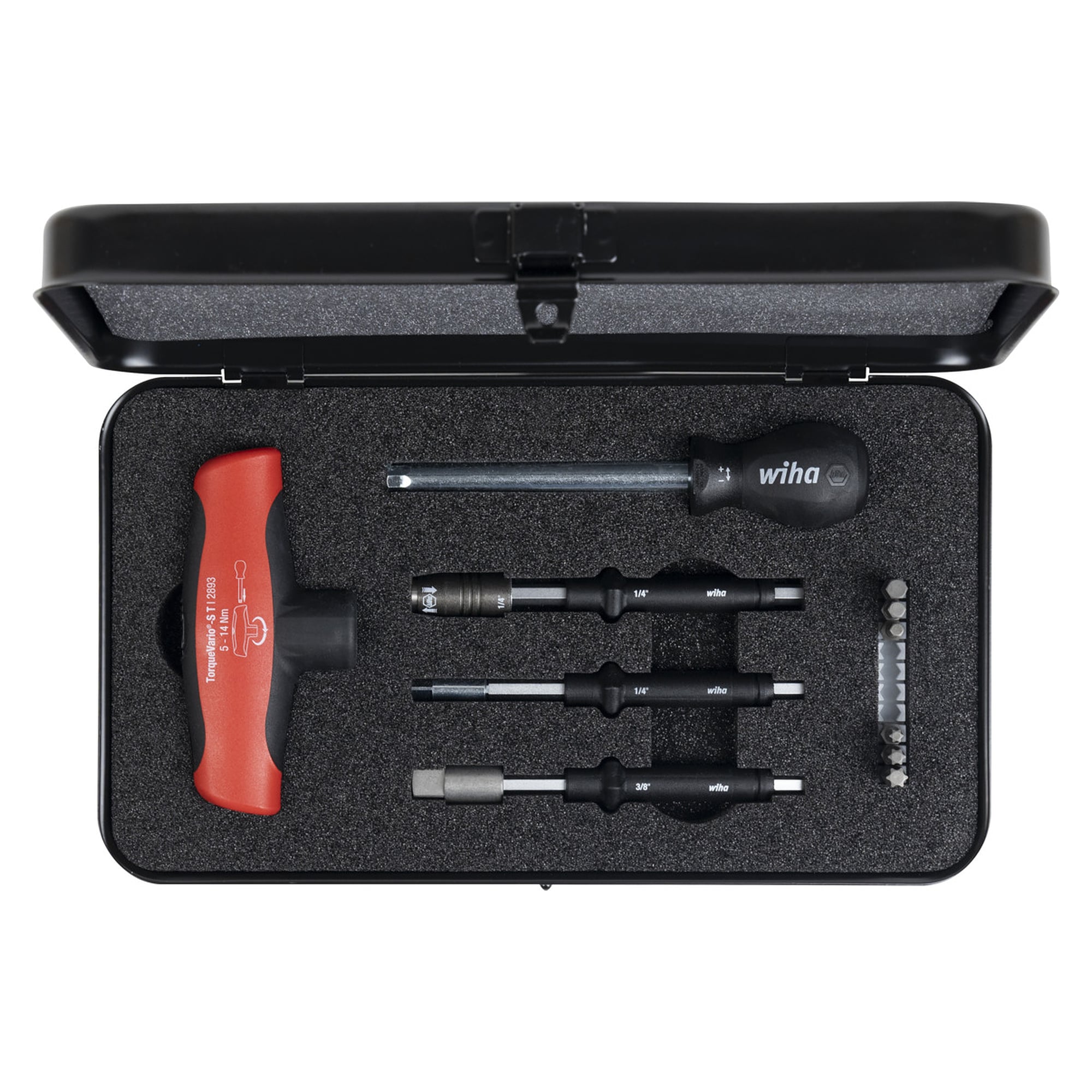 Drehmoment-Schraubendreher Set TorqueVario®-S T 5-14 Nm, 12-tlg. inkl. Box - Wiha 29234