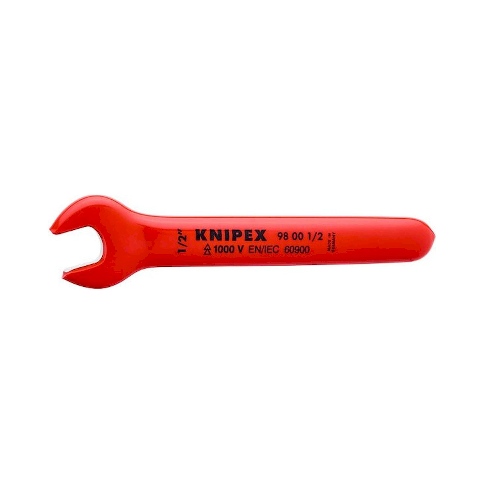 Knipex 98 00 1/2". Clé à fourche simple, chromée, position de la clé 15°, largeur de la clé 7 mm