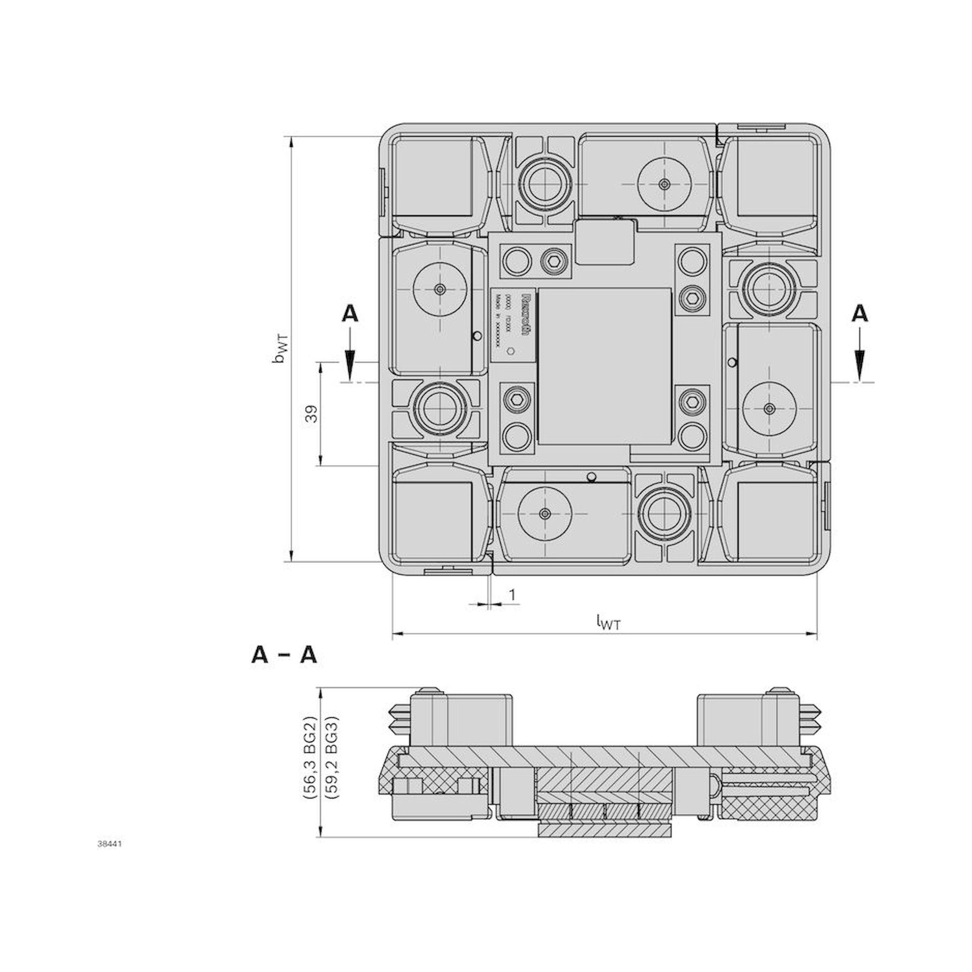 Porte-pièce WT 2/LS 400x400 pour courroie, courroie crantée et chaîne à plaques - Bosch Rexroth 3842562358