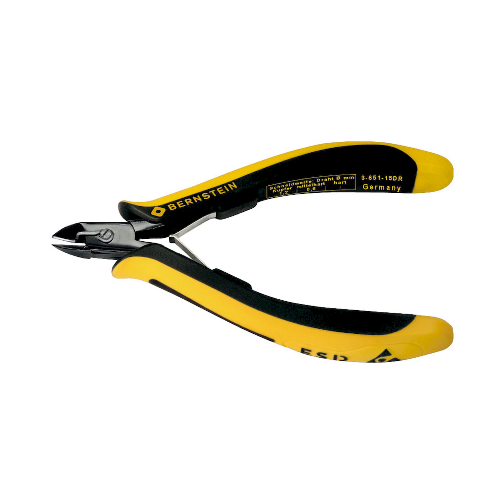 Bernstein 3-651-15-DR. ESD mini side cutters EUROline dissipative 120 mm flush, with wire  spring holder