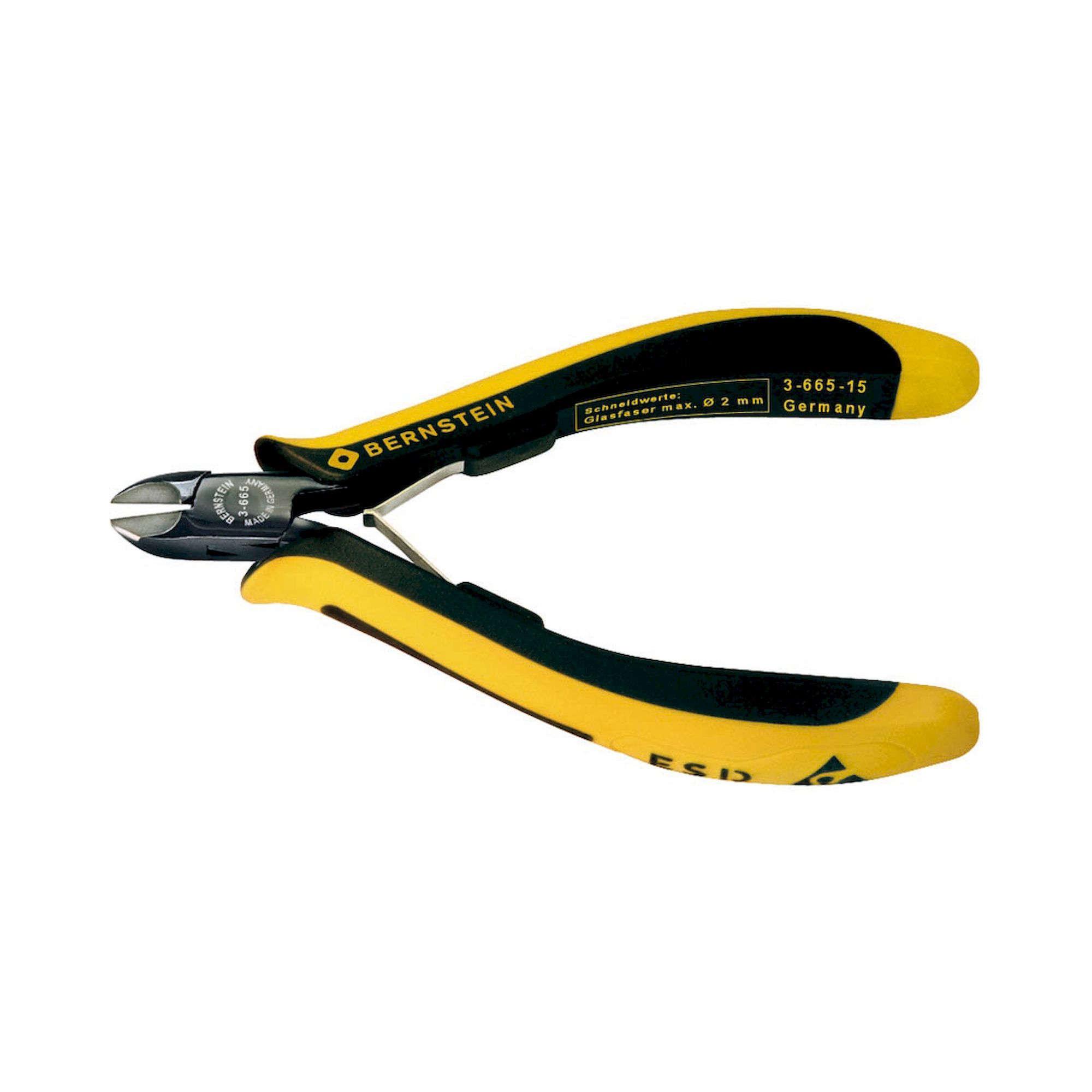 Bernstein 3-665-15. ESD Mini-Seitenschneider EUROline ableitfähig 120 mm mit Hartmetalleinsatz für Glasfaser