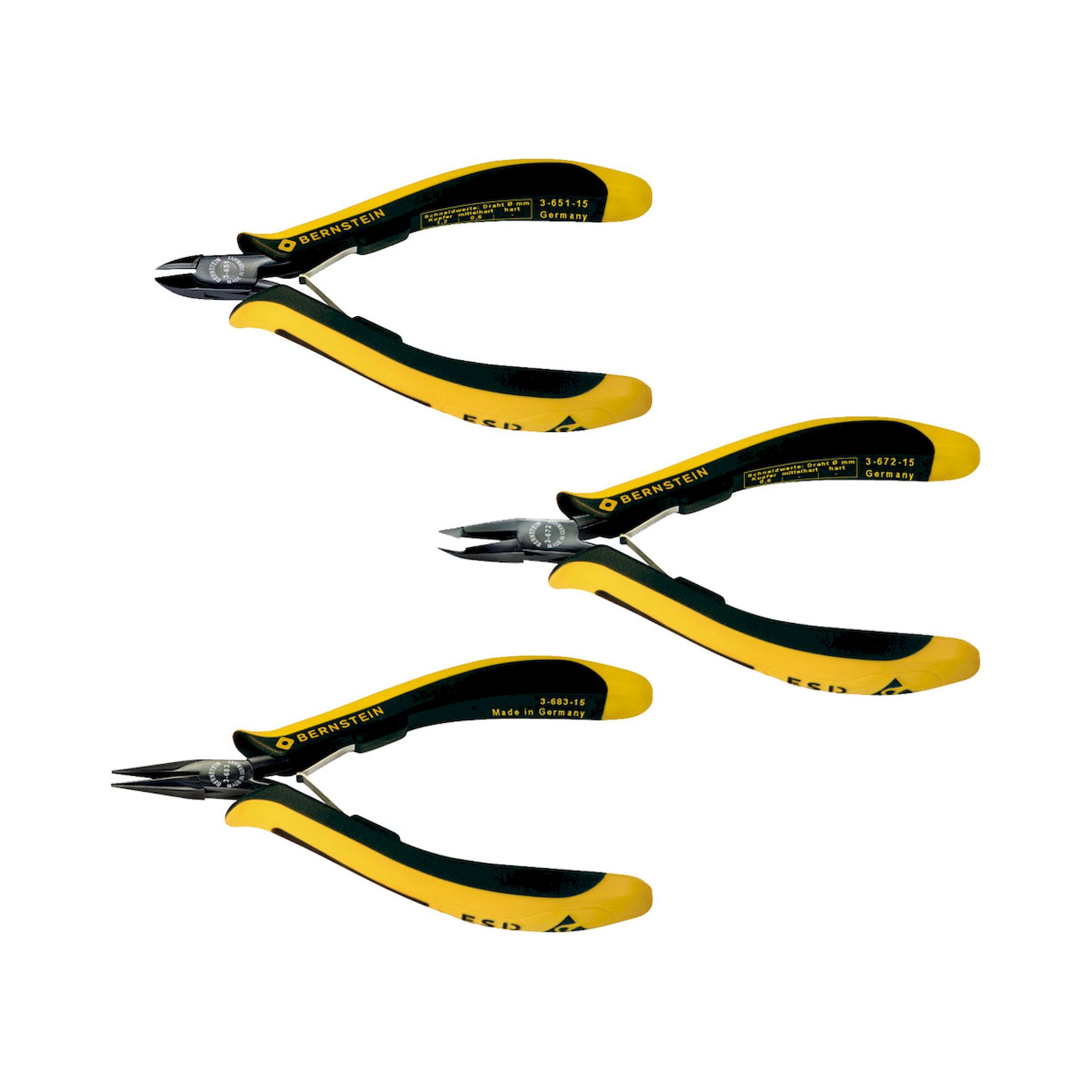 Bernstein 3-960-ES. ESD Zangen Satz EUROline 3-tlg (ohne Tasche)