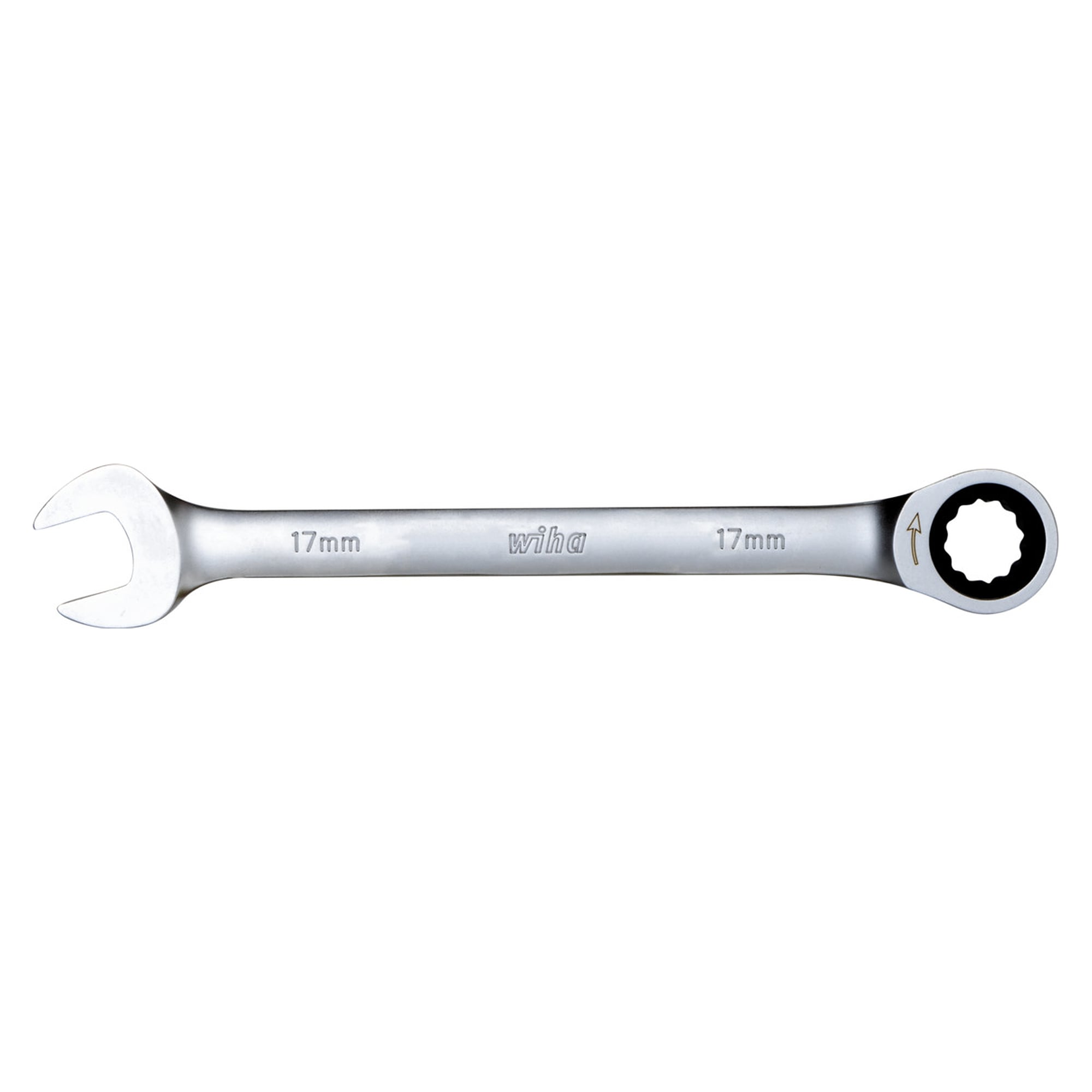 Ring Ratchet Open-End Spanner 17 mm, 230 mm, Chrome Vanadium - Wiha 44658