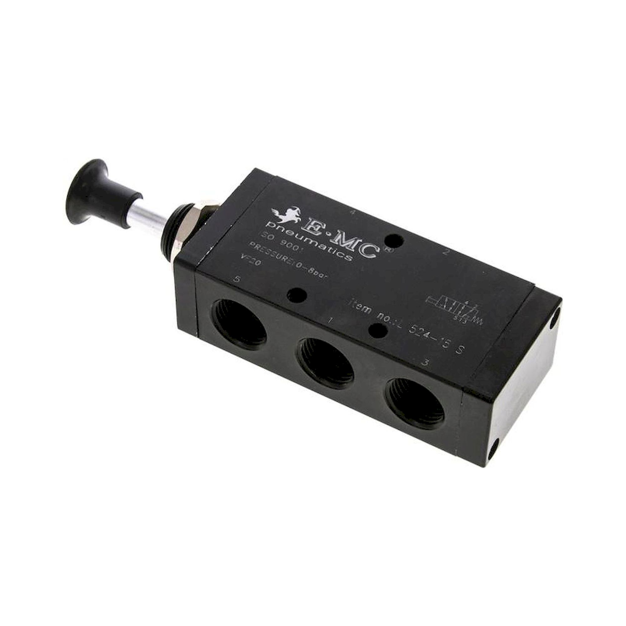 E.MC L 524-15 S. 5/2-Wege Axial-Handhebelventil, Federrückstellung, G 1/2"