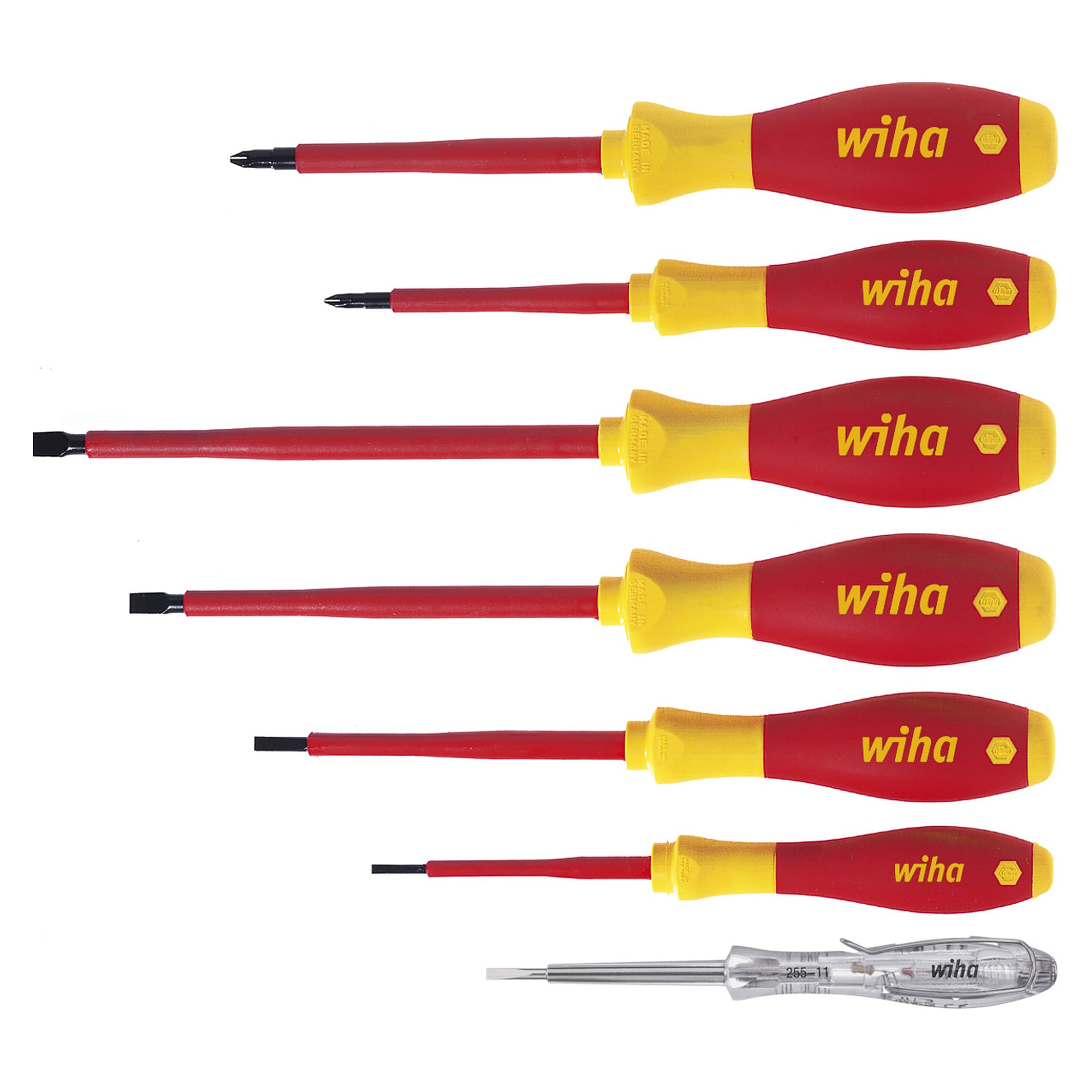VDE-Schraubendreher-Set SoftFinish electric Schlitz+Phillips+Spannungsprüfer 7-tlg. - Wiha 00834