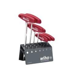 Wiha L-key with T-handle set Hex incl. work bench stand, 8-pcs., brilliant nickel-plated (00953)