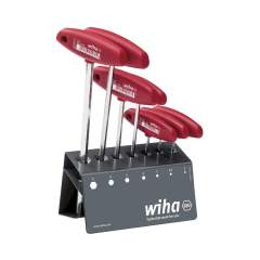 Wiha Stiftschlüssel mit Quergriff Set Sechskant 8-tlg. glanzvernickelt inkl. Werkbankständer (00953)