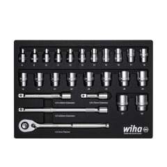 Wiha Ratchet wrench set, 1/2" 26 pcs. incl foam insert (44740)