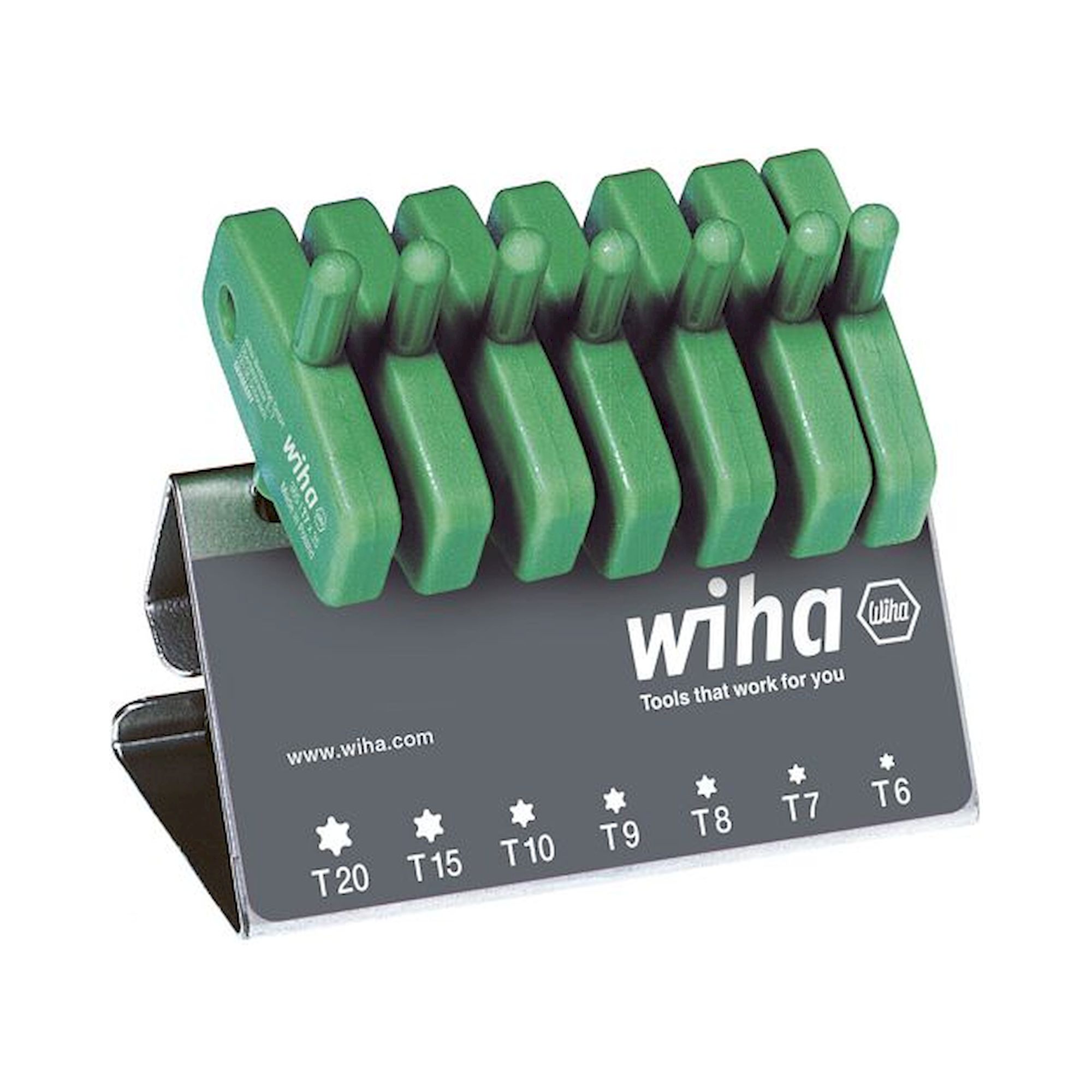 Wiha Stiftschlüssel mit Schlüsselgriff Set Torx 8-tlg. schwarzoxidiert inkl. Werkbankständer (25624)