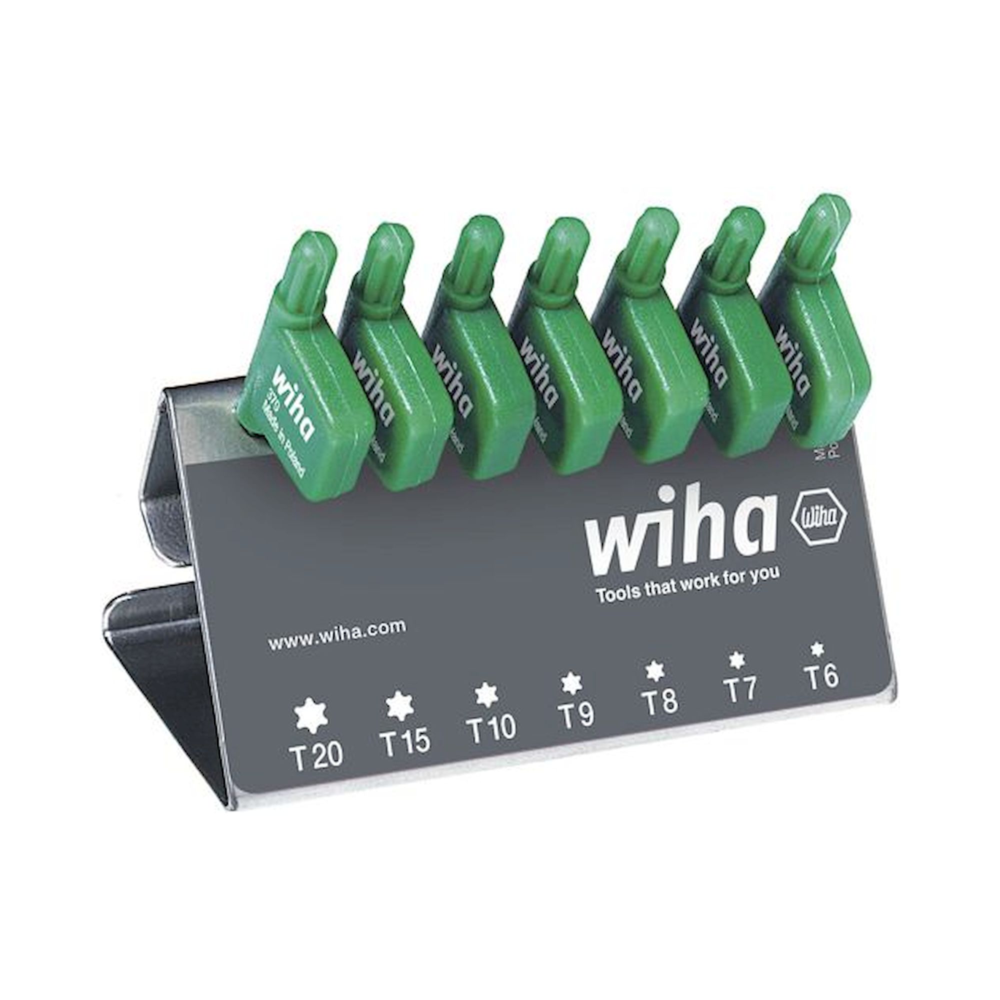 Wiha Stiftschlüssel mit Fähnchengriff Set Torx 8-tlg. schwarzoxidiert inkl. Werkbankständer (25625)