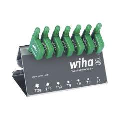 Wiha Stiftschlüssel mit Fähnchengriff Set Torx 8-tlg. schwarzoxidiert inkl. Werkbankständer (25625)