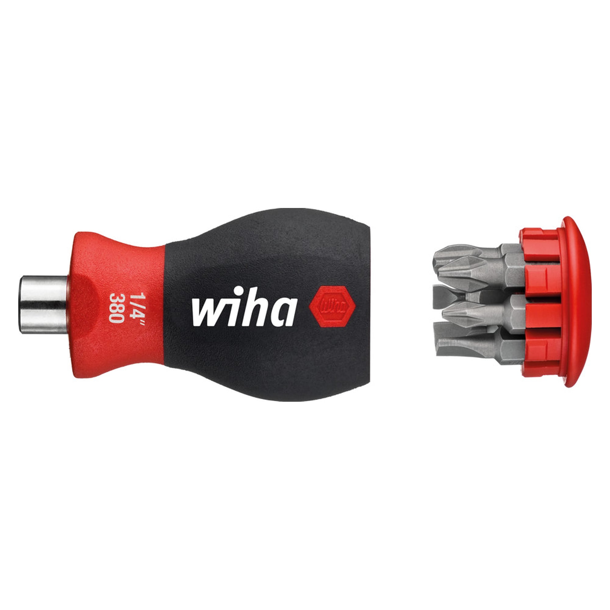 Stubby Bit Magazine Screwdriver Slotted/Phillips, 6 bits, 1/4" magnetic - Wiha 10386