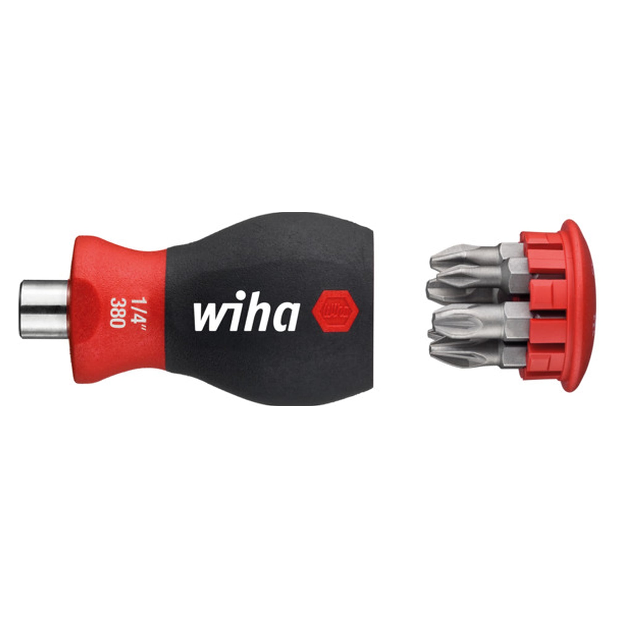 Stubby Bit Magazine Screwdriver Phillips/Pozidriv, 6 bits, 1/4" magnetic - Wiha 10379
