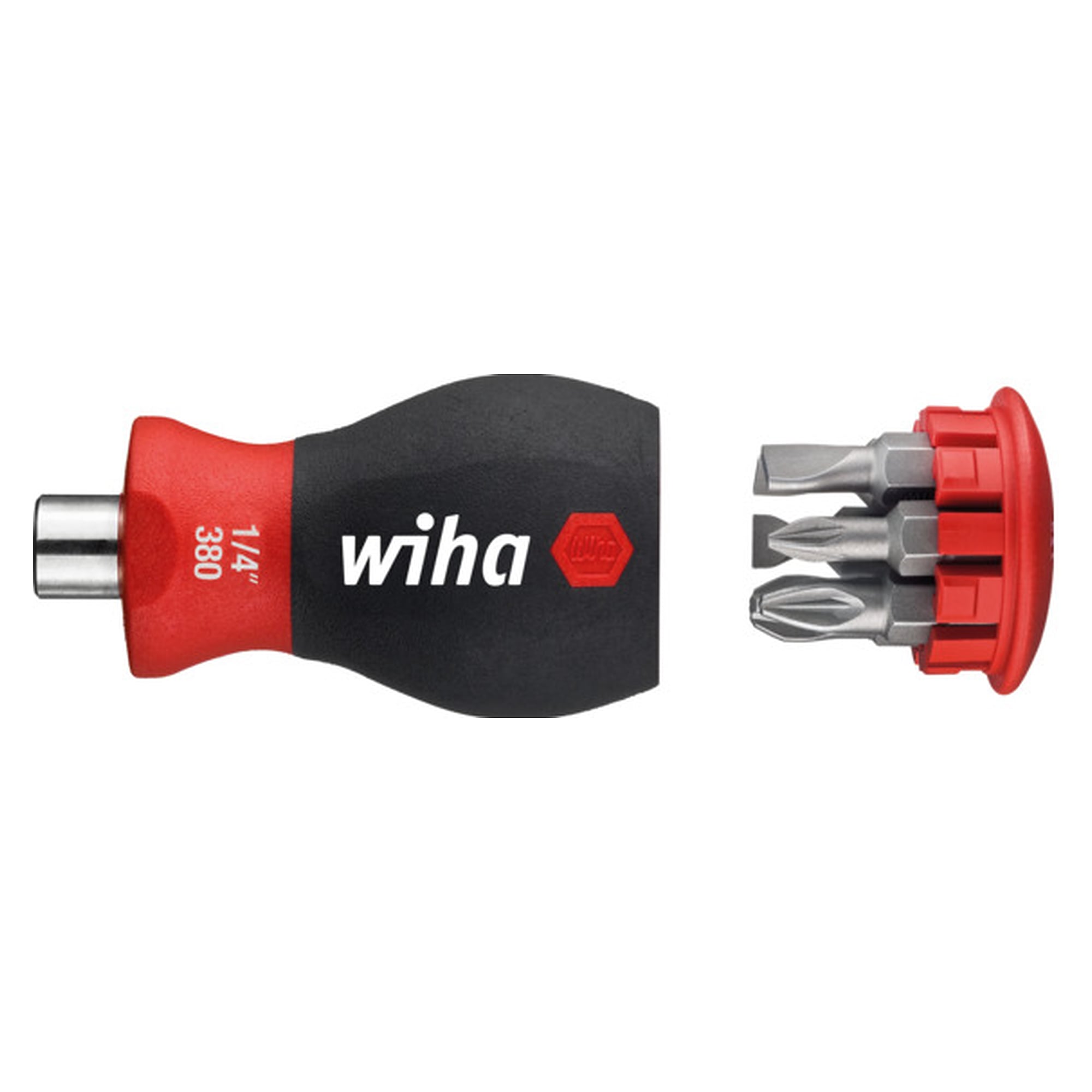 Stubby Bit Magazine Screwdriver Slotted/Pozidriv, 6 bits, 1/4" magnetic - Wiha 10382