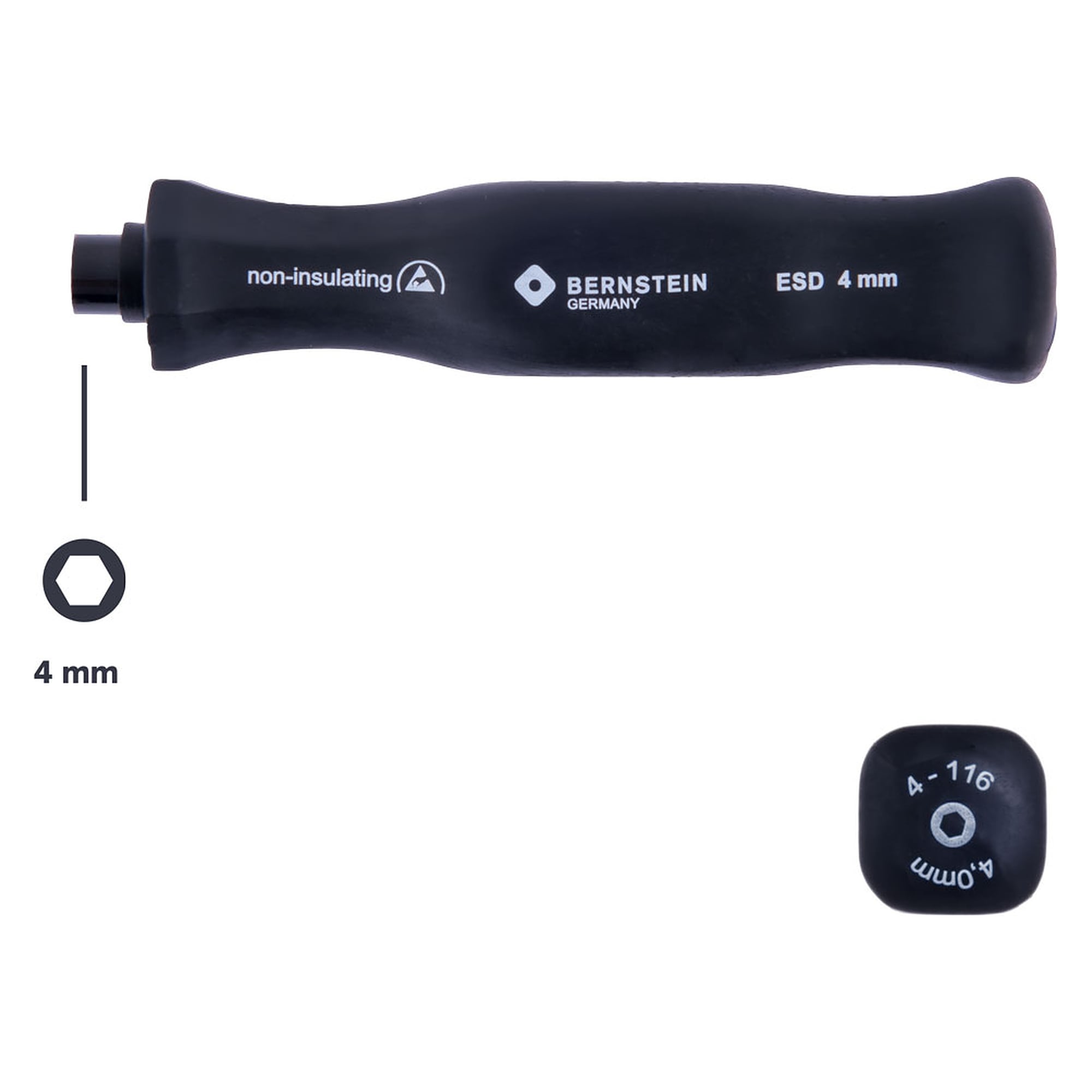 ESD Schraubendrehergriff für C4 Bits SW4 (5/32 Zoll), ableitfähig - Bernstein 4-116