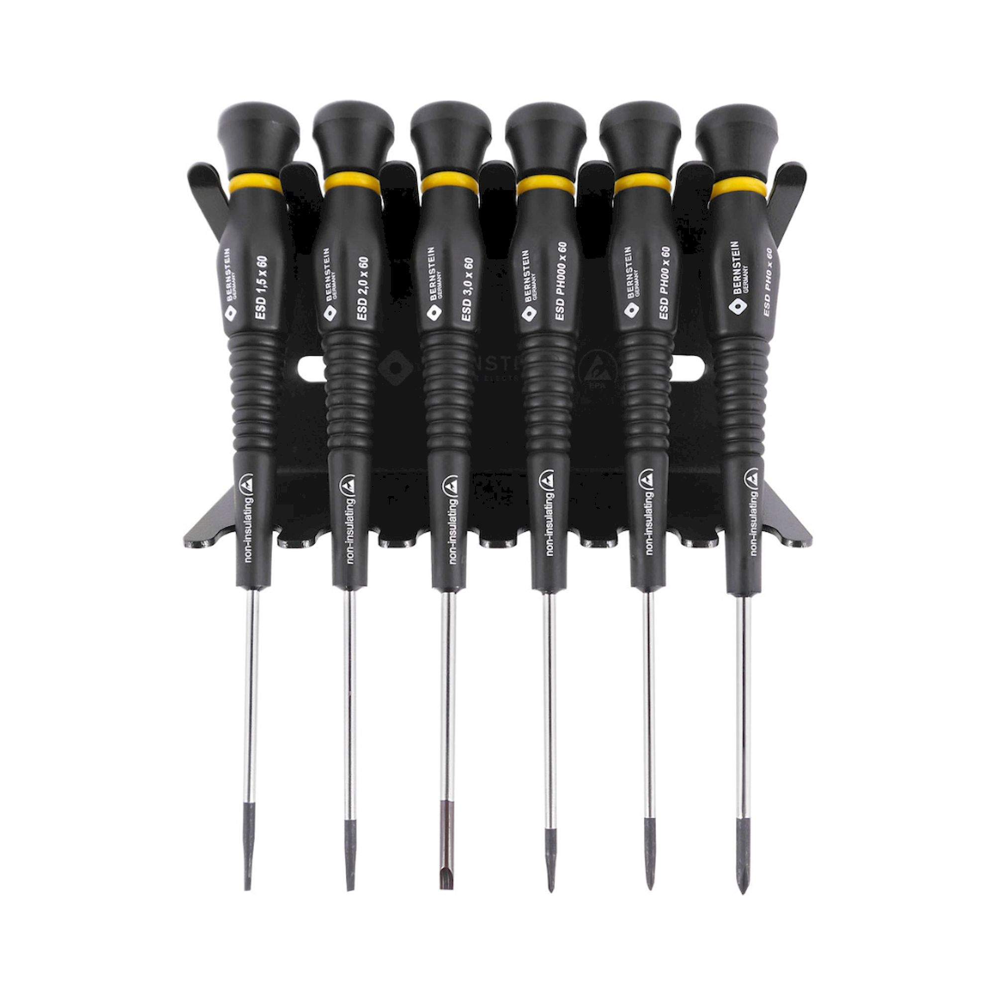Bernstein 4-620. ESD Schraubendreher Satz 6-tlg. mit ableitfähigem Wergzeughalter