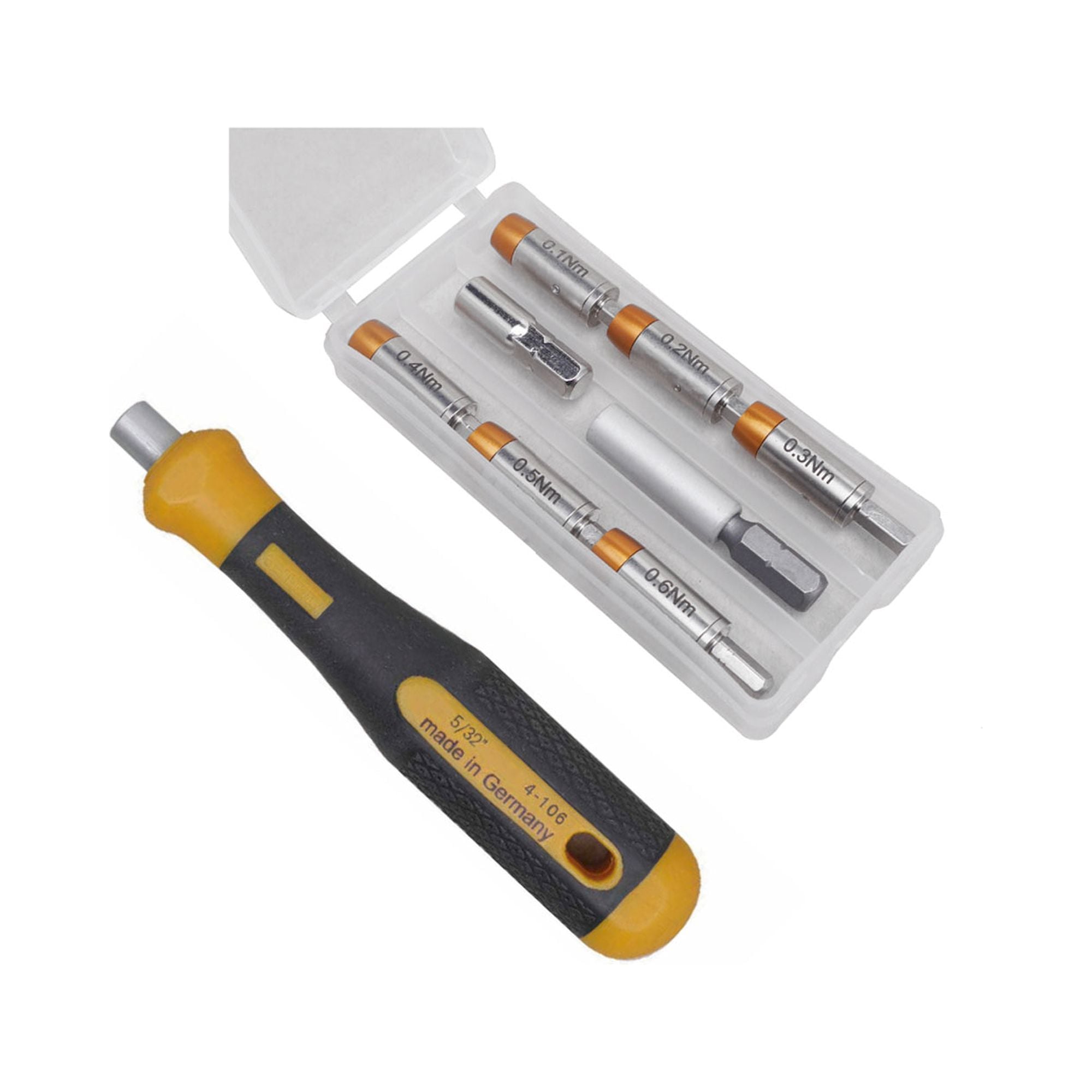 Bernstein 4-970-G. Torque adapter set 9 pcs 0.1 - 0.6 Nm for 4 mm bits +bit adapter +handle
