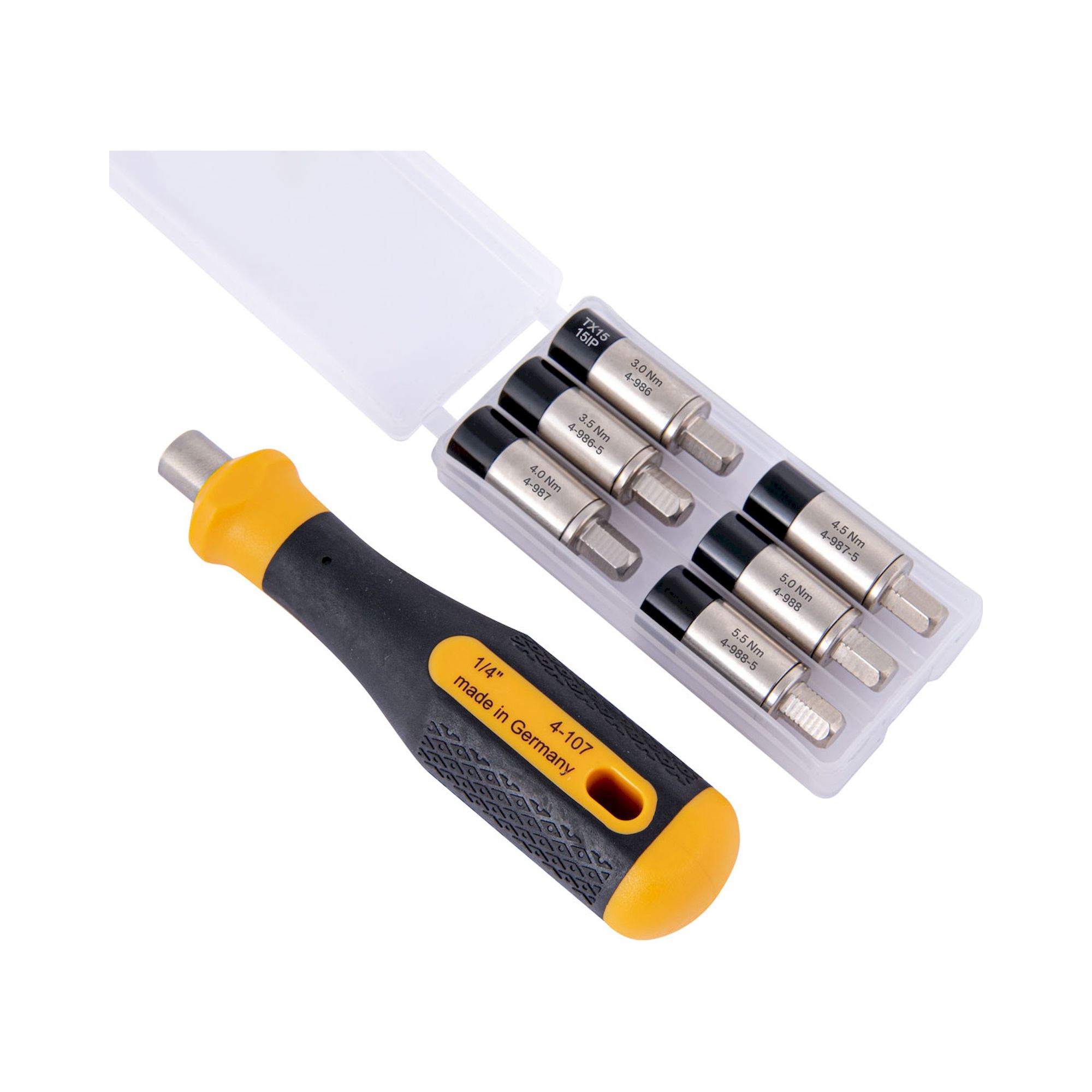 Bernstein 4-989-G. Torque adapter set 6 pcs 3.0 - 5.5 Nm for 1/4 inch bits