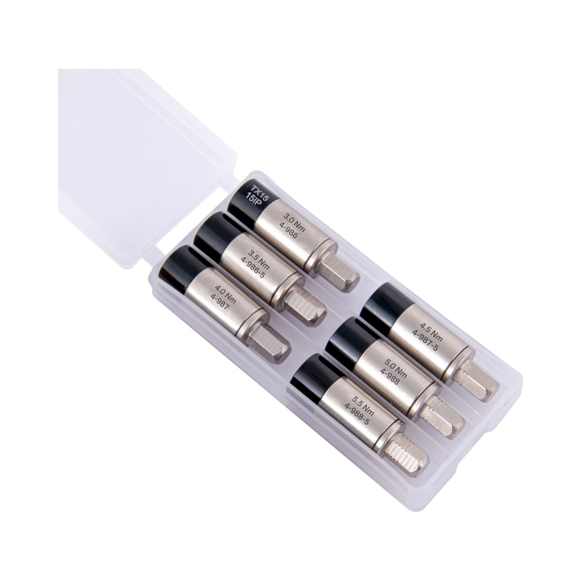 Bernstein 4-989-KSB. Torque adapter set 6 pcs 3.0 - 5.5 Nm for 1/4 inch bits