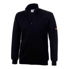 ESD Sweat-Jacke (Zip), Seitentaschen, bis Kinn, schwarz 300 gr/m2