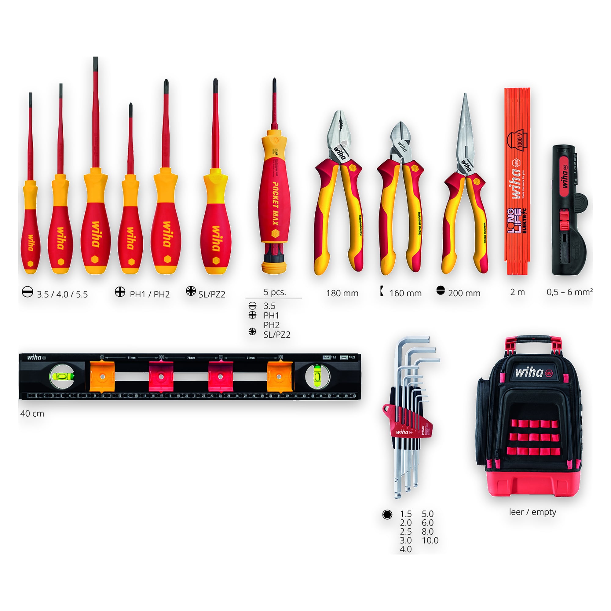 Sac à dos d'outils electric 27 pièces avec outillage VDE pour électriciens - Wiha 45528