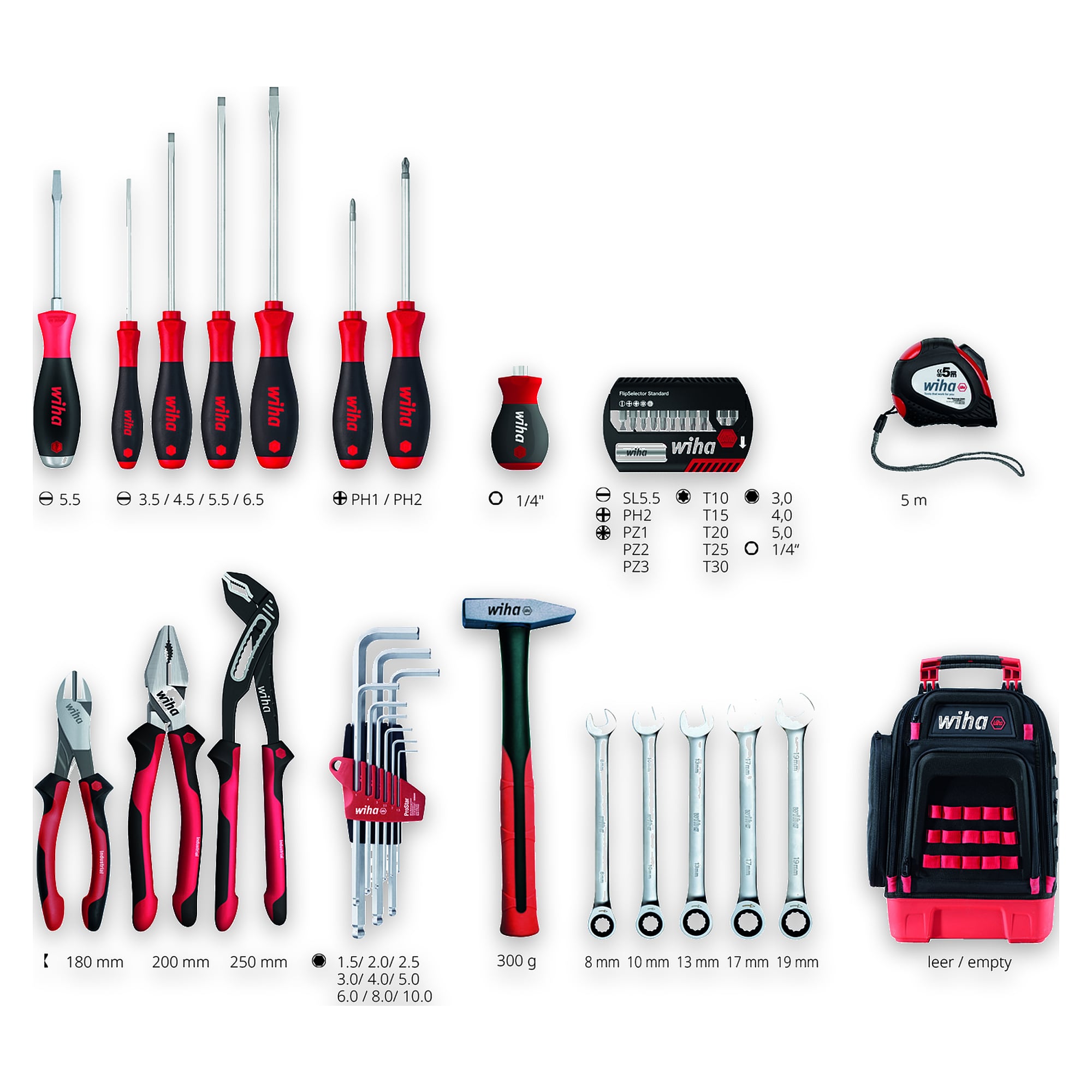 Werkzeugrucksack mechanic 41-tlg. für Handwerker mit Profi-Handwerkzeug - Wiha 45529