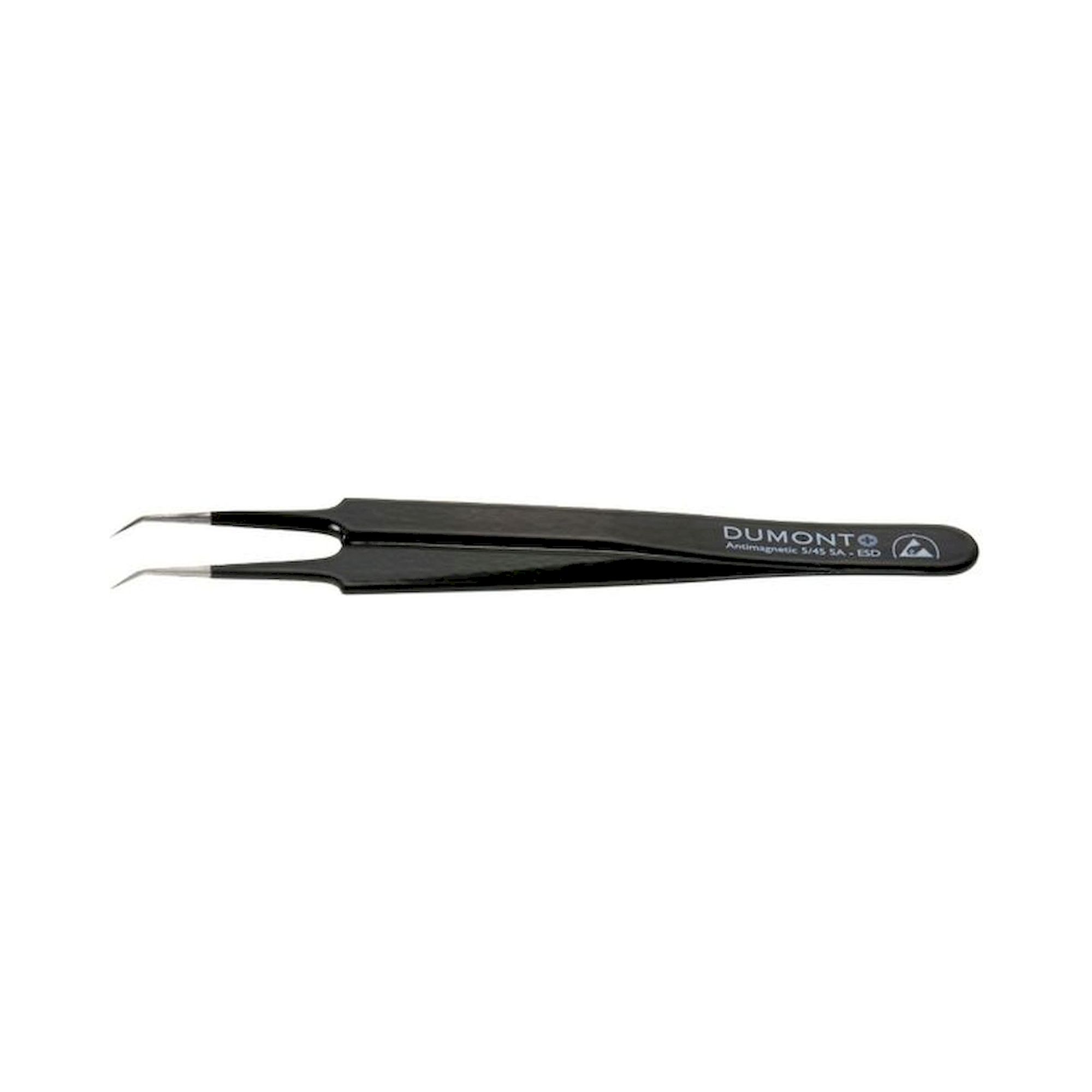 Dumont 0304-5/45SAESD-CO. Tweezers ESD type 5/45, very fine tips, 45° bent, amagnetic steel