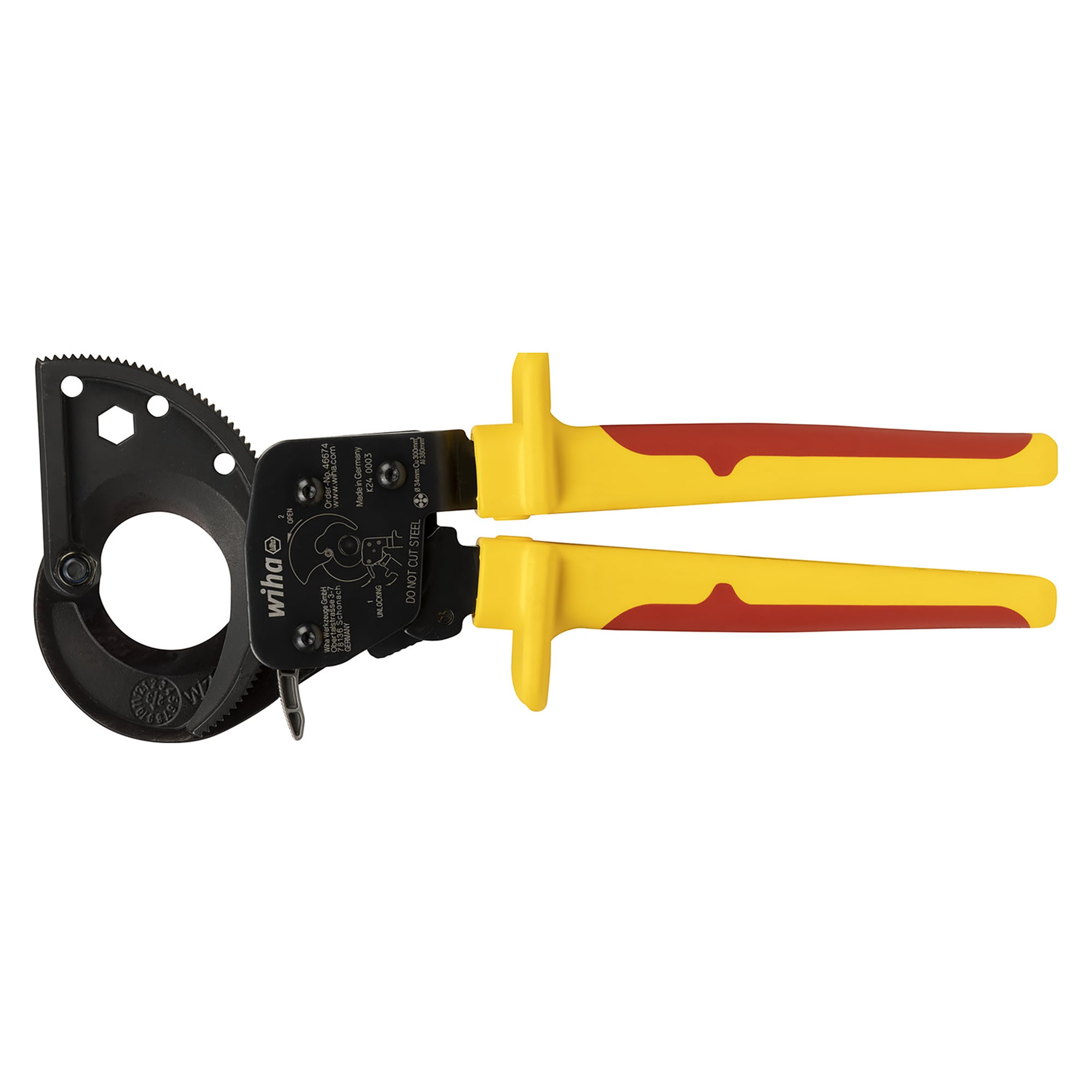 Pince coupe-câbles electric jusqu'à 300 mm² avec fonction de cliquet, 275 mm - Wiha 46674