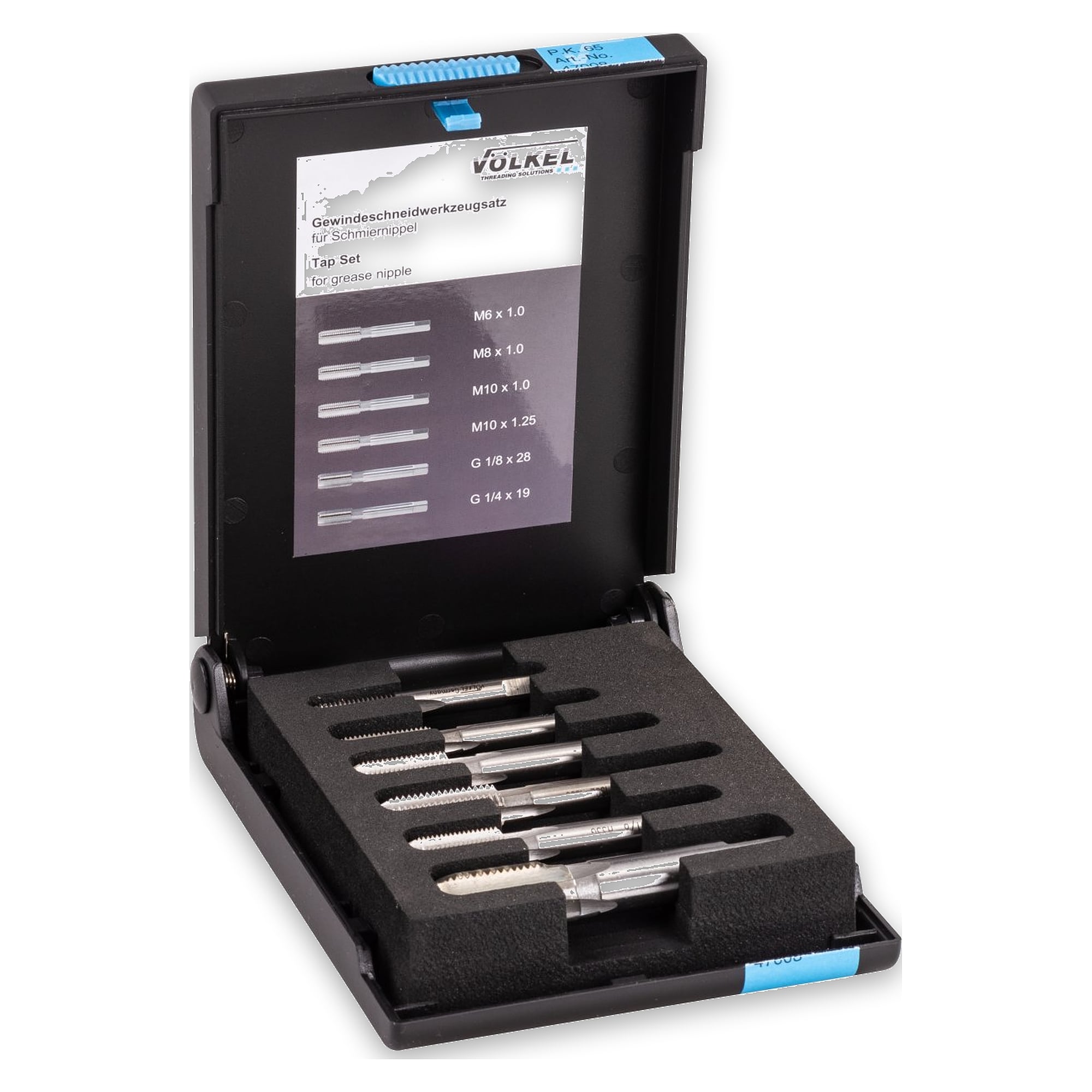 Assortment HSS-G M6-M8x1-M10x1-M10x1.25-G1/8-G1/4 - Völkel 47008