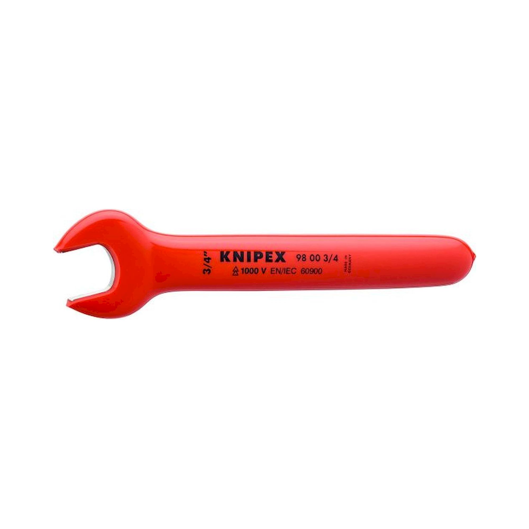 Knipex 98 00 3/4". Open-end wrench, chrome-platedw position 15 °, wrench size 3/4 ", 190.5 mm