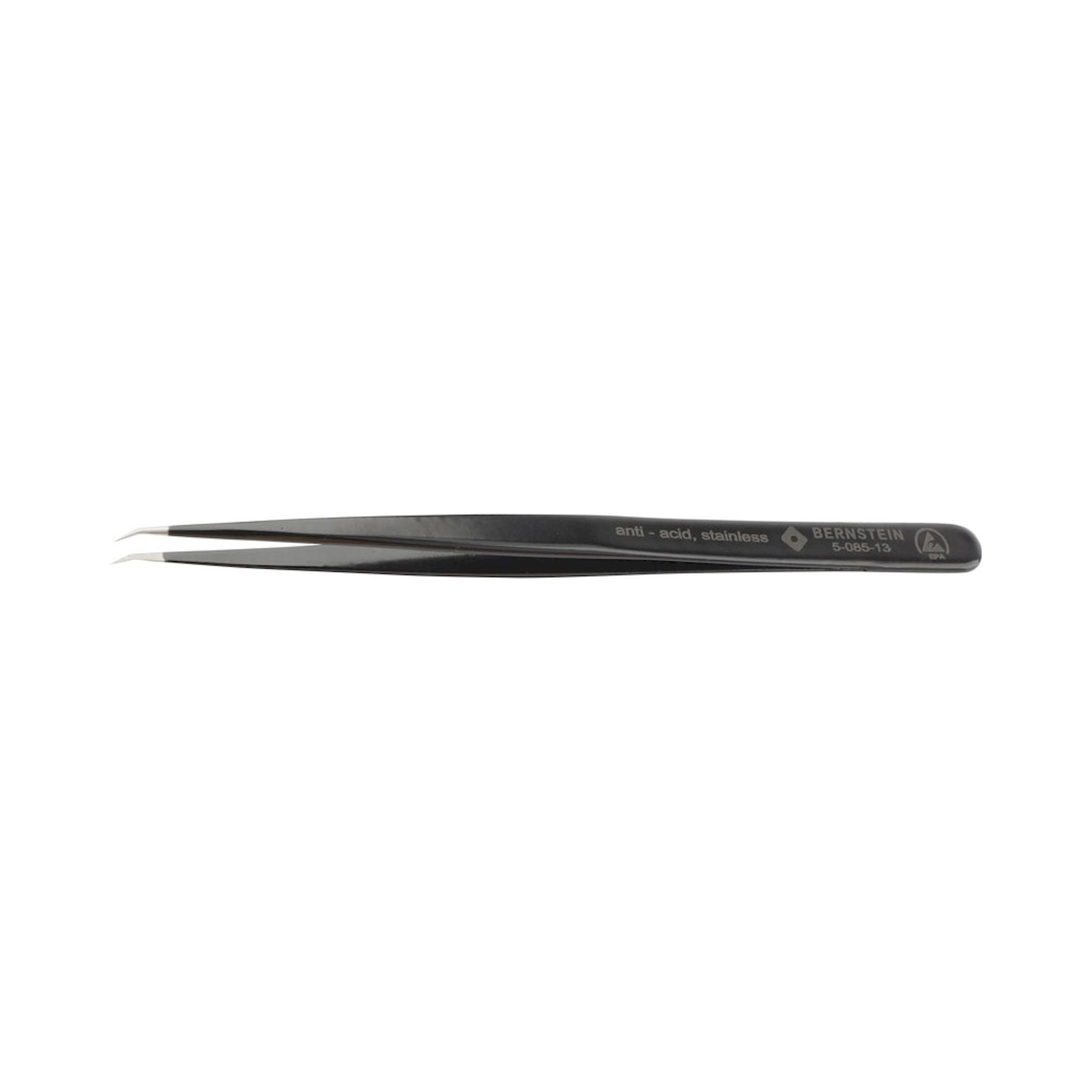 Bernstein 5-085-13. ESD SMD tweezers 140mm form SSBB stainless steel, angle 30° very pointed, dissipative