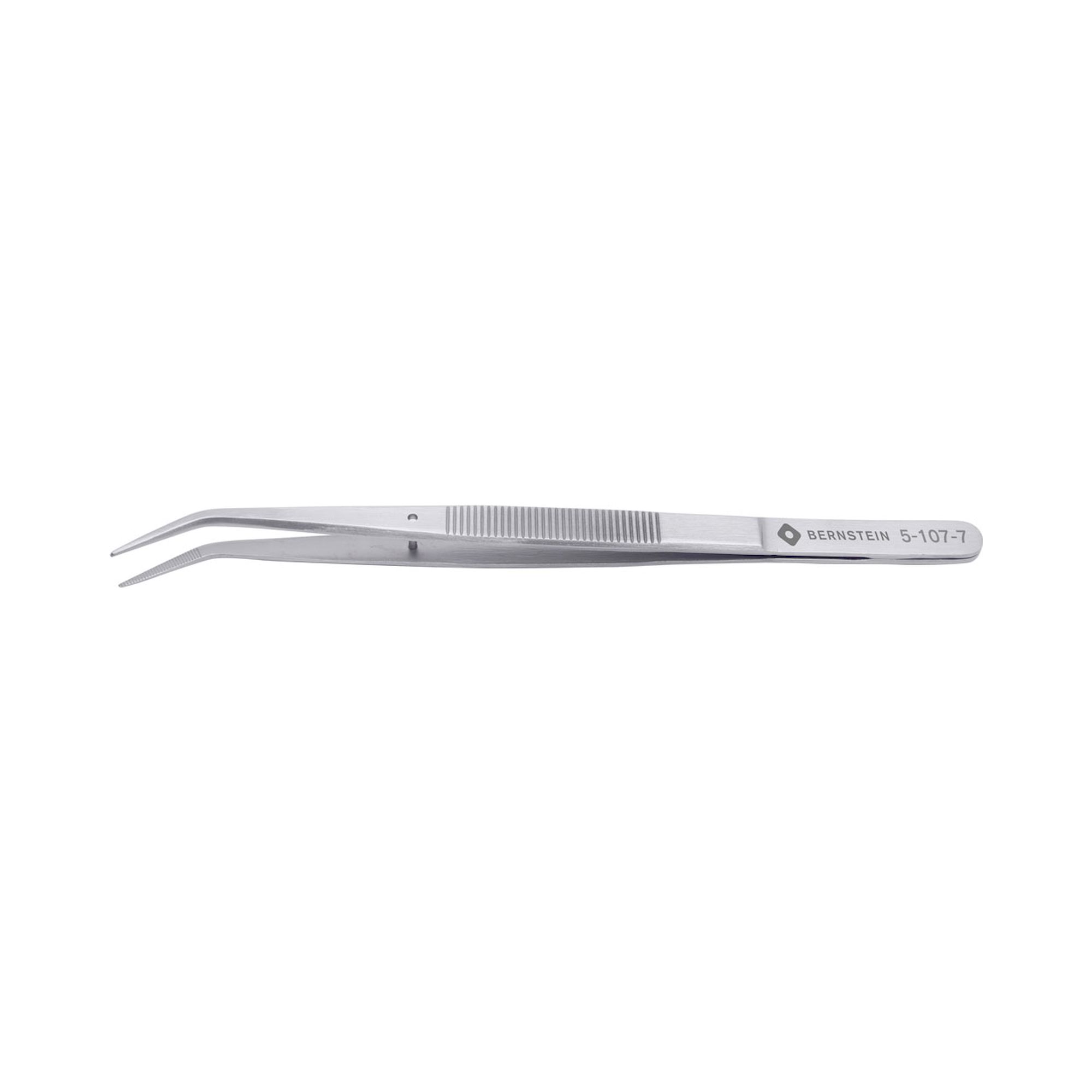 Bernstein 5-107-7. Anatomical tweezers 150mm stainless steel, with guide pin, serrated