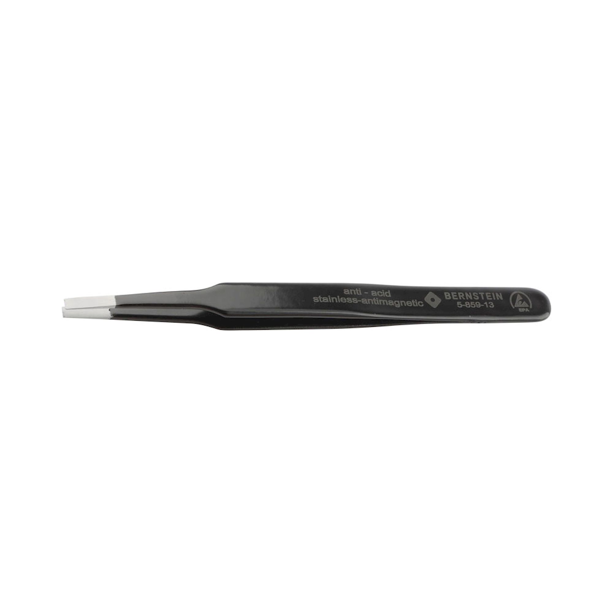 Bernstein 5-859-13. ESD SMD tweezers 125mm form F stainless steel, dissipative