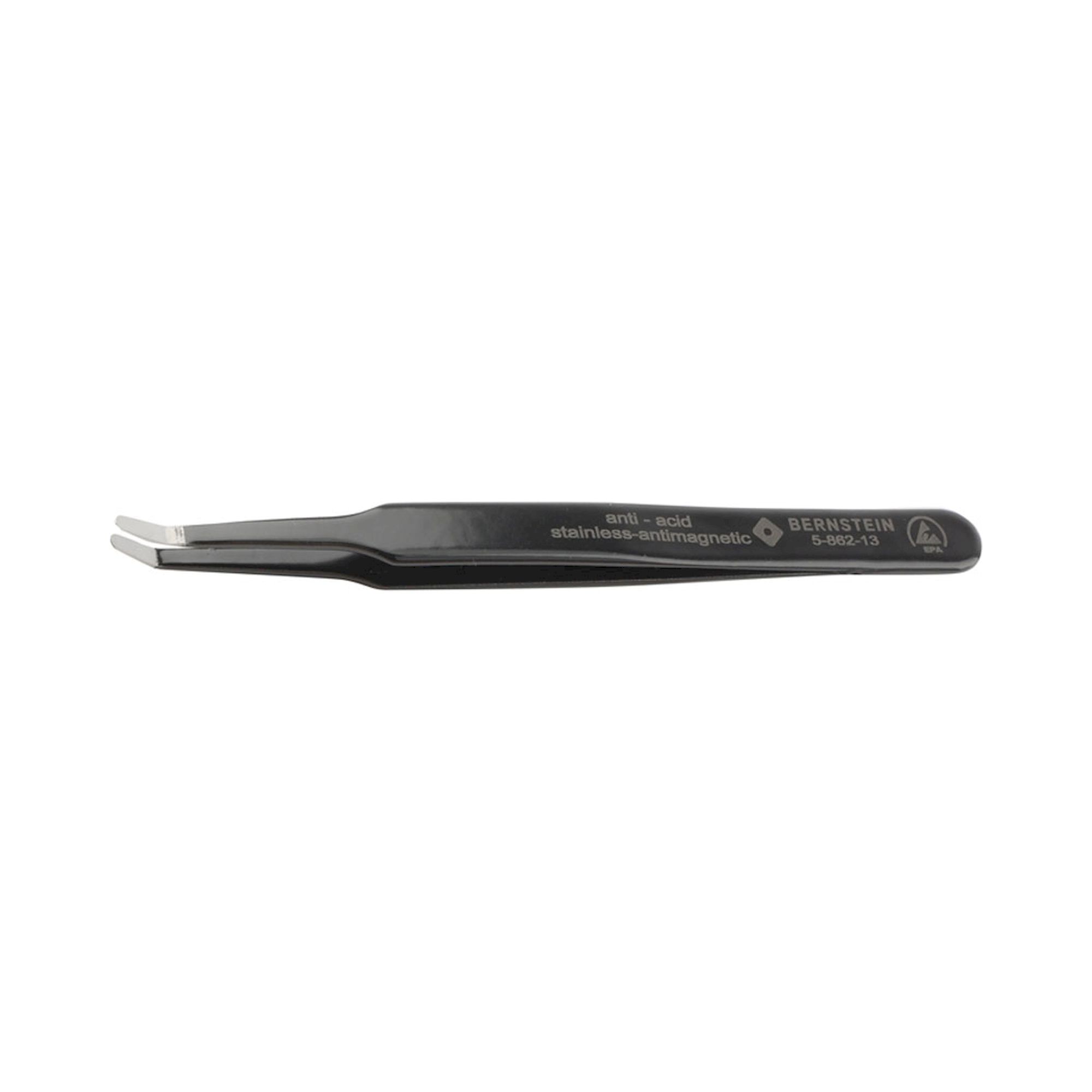 Bernstein 5-862-13. ESD SMD Pinzette 125 mm Form 2ac Edelstahl Winkel 30° ableitfähig