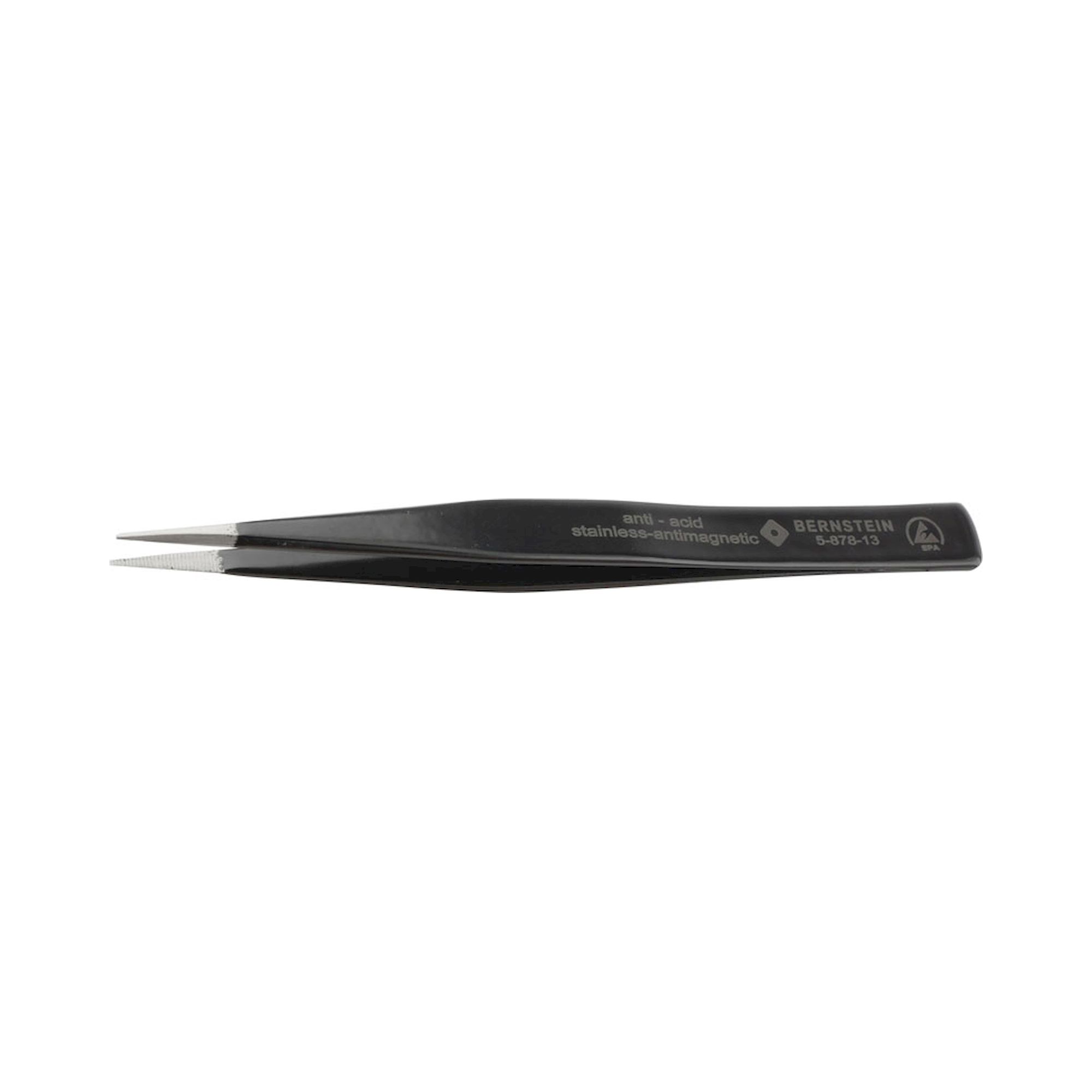 Bernstein 5-878-13. ESD SMD universal tweezers 130mm form PSF-Z stainless steel, serrated, dissipative