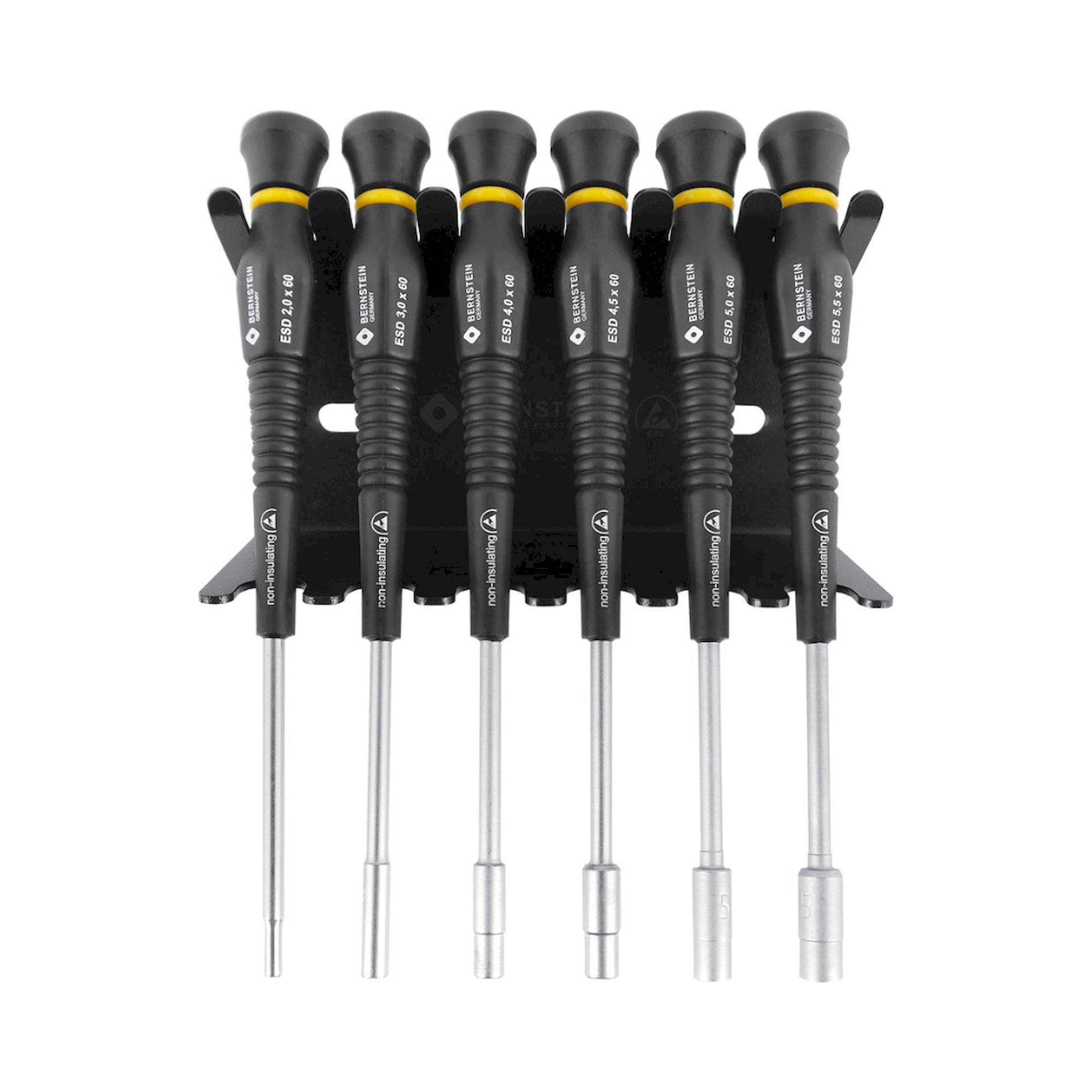 Bernstein 6-610. ESD Steckschlüssel Satz 6-tlg. im Ständer, ableitfähig