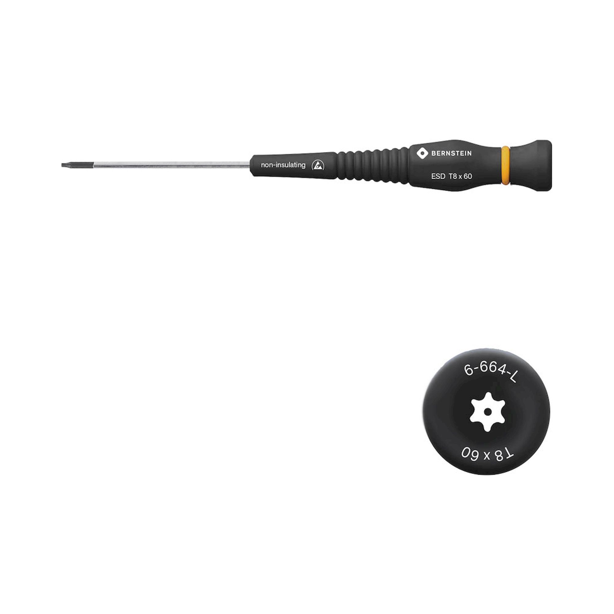 Bernstein 6-664-L. ESD Schraubendreher Torx T8 mit Loch