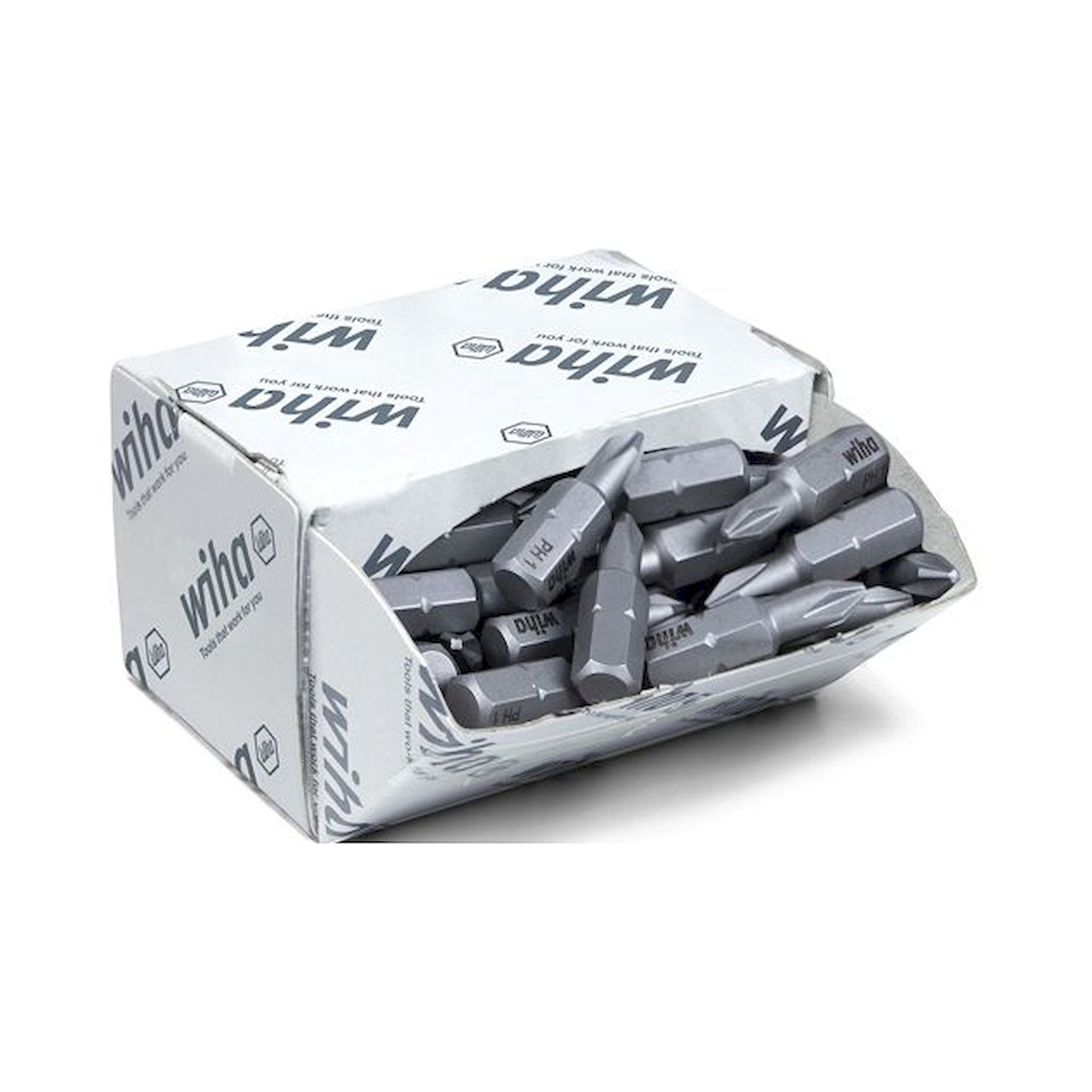 Wiha Bit set Standard 25 mm Phillips (PH1), 50-pcs. 1/4" C6,3 in bulk pack (08047)