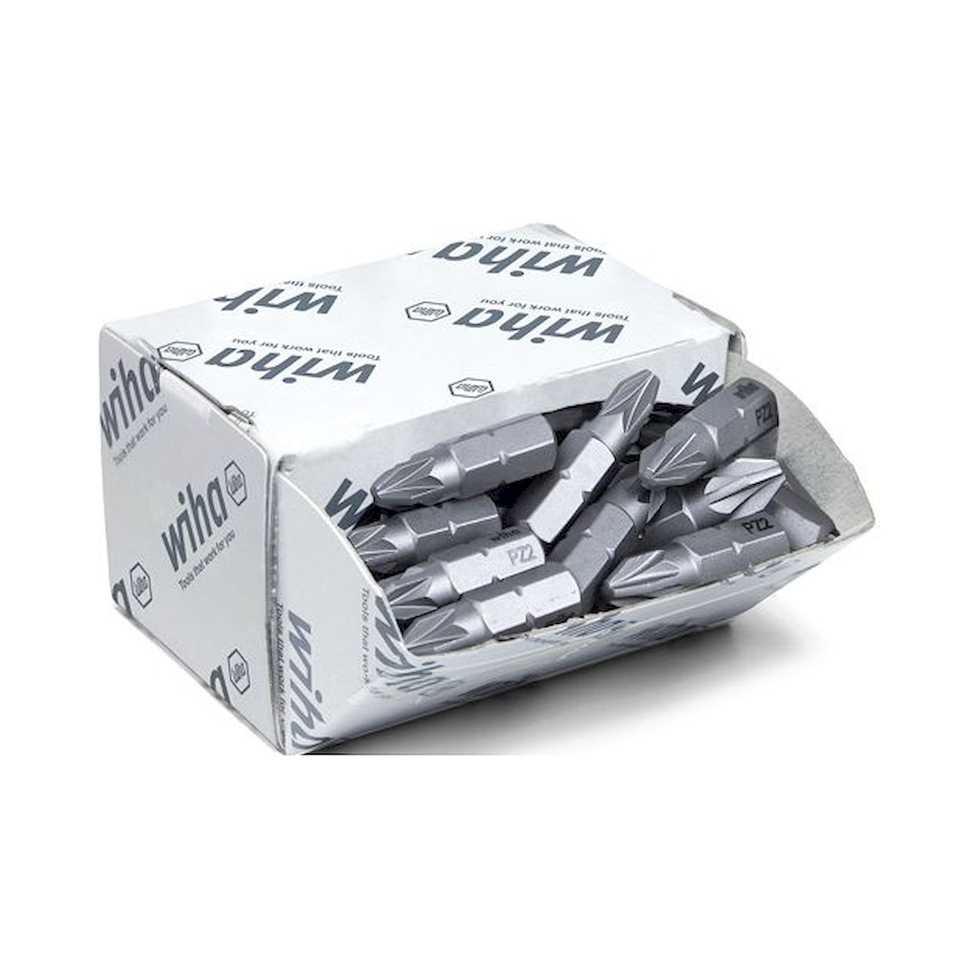 Wiha Bit set Standard 25 mm Pozidriv (PZ2), 50-pcs. 1/4" C6,3 in bulk pack (08057)