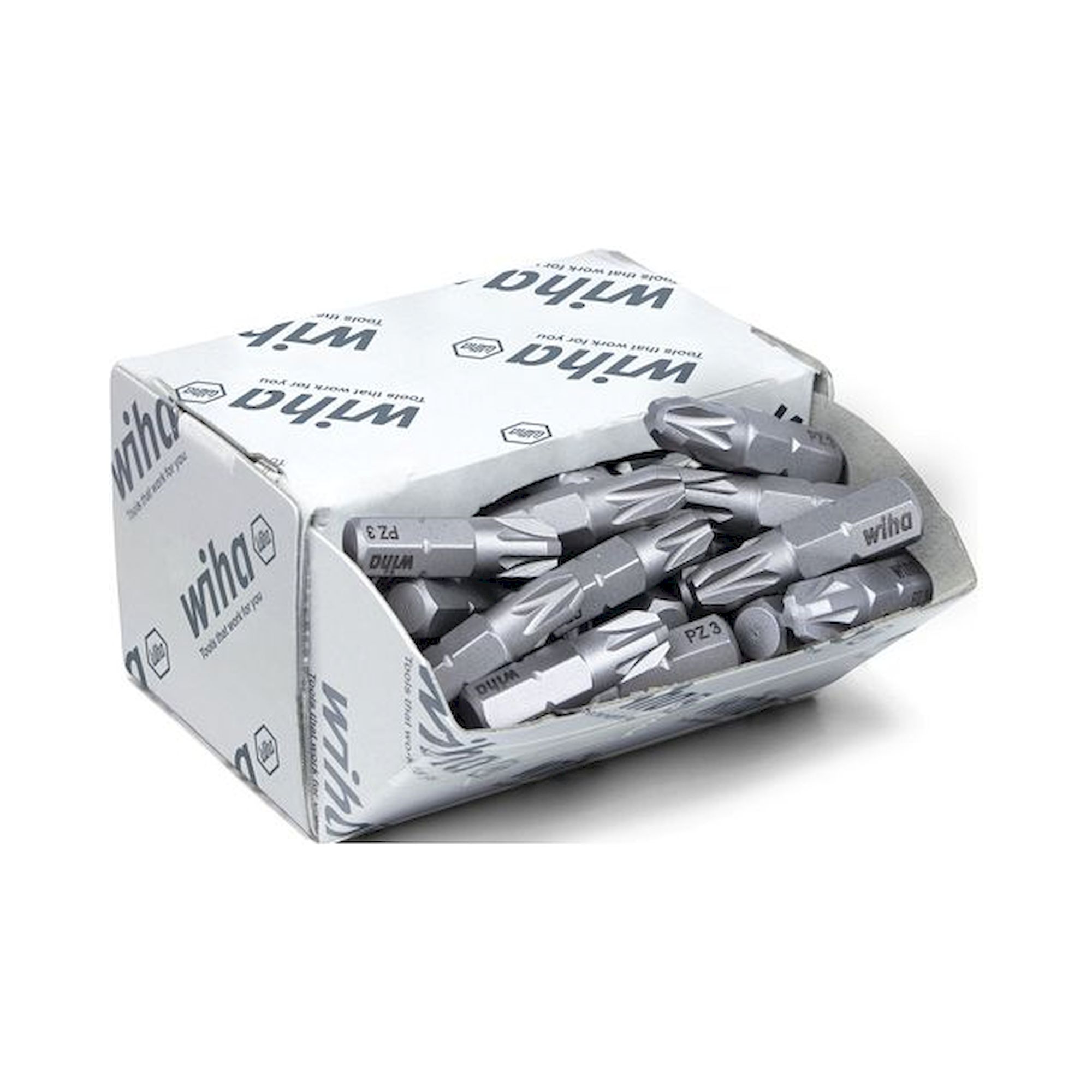 Wiha Bit set Standard 25 mm Pozidriv (PZ3), 50-pcs. 1/4" C6,3 in bulk pack (08058)