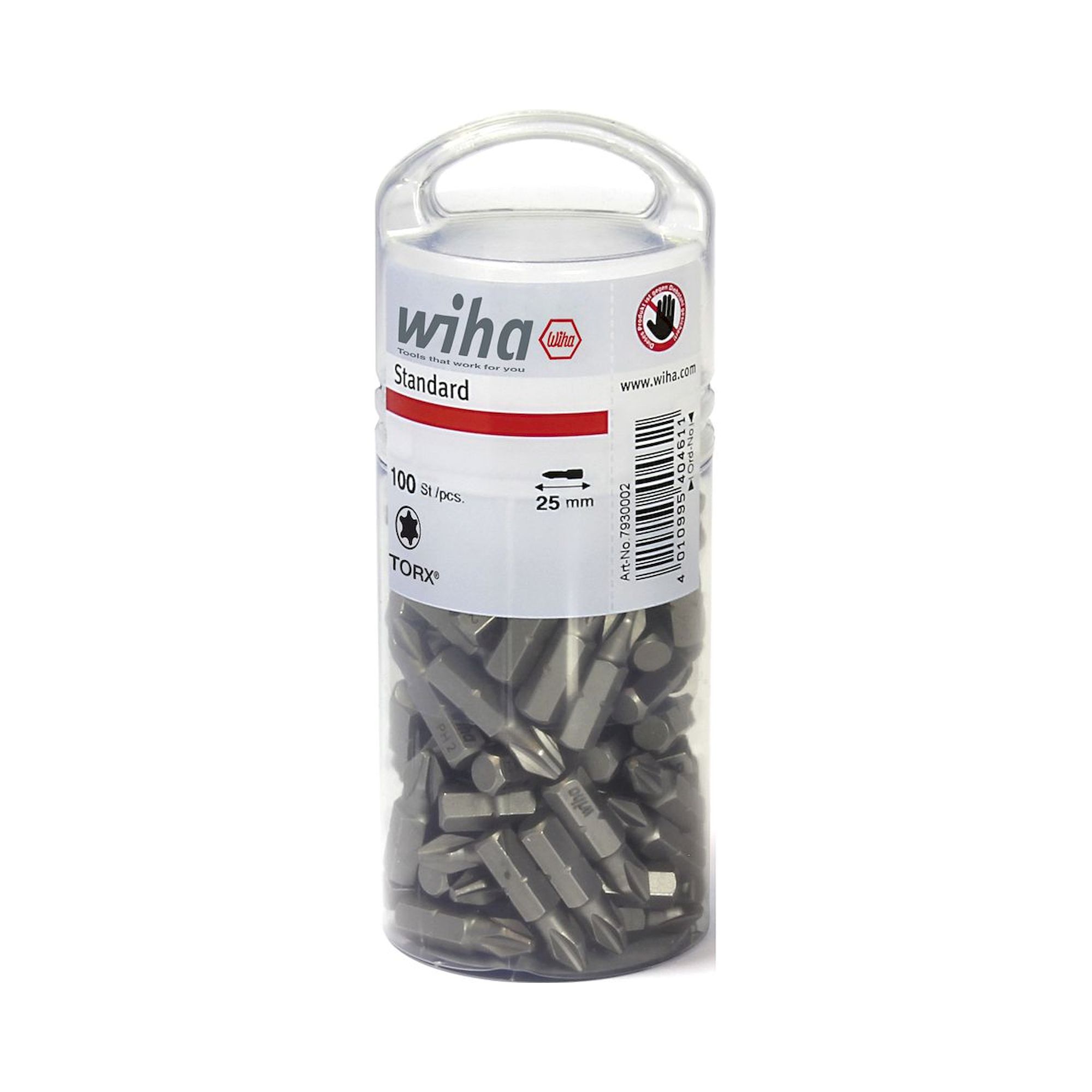 Wiha Bit set Standard 25 mm Torx (T20), 100-pcs. in bulk pack, 1/4" (40463)